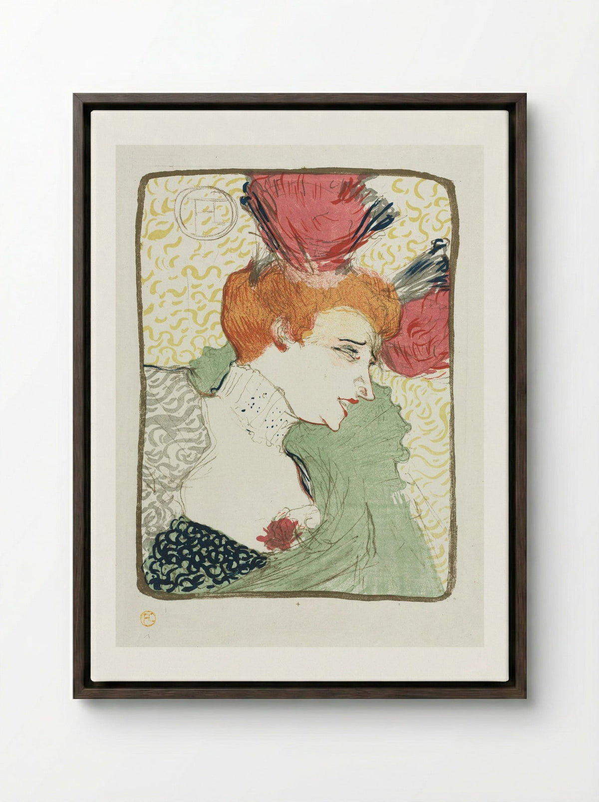 Bust of Mademoiselle Lender - Henri de Toulouse-Lautrec - Framed Canvas Dark Wood