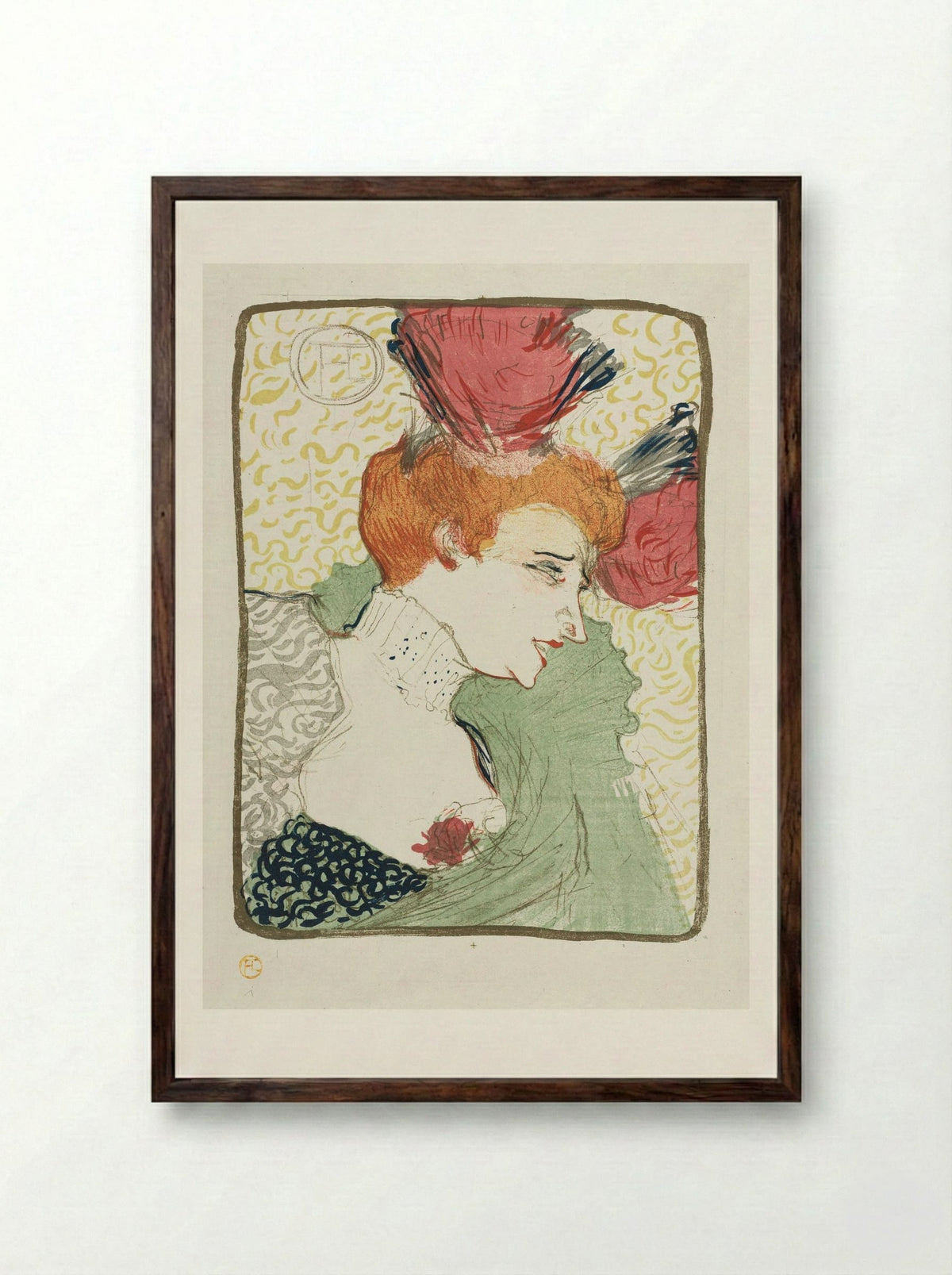 Bust of Mademoiselle Lender - Henri de Toulouse-Lautrec - Framed Print Dark Wood