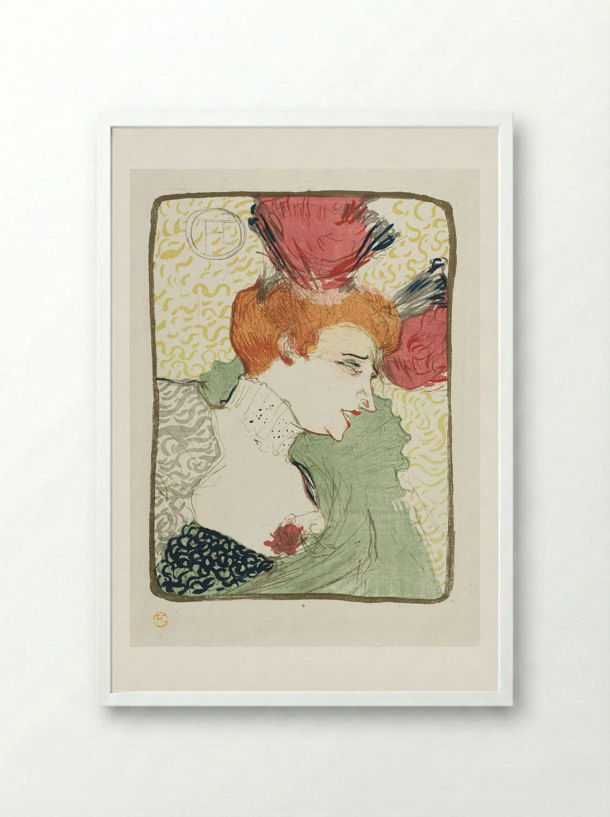 Bust of Mademoiselle Lender - Henri de Toulouse-Lautrec - Framed Print White