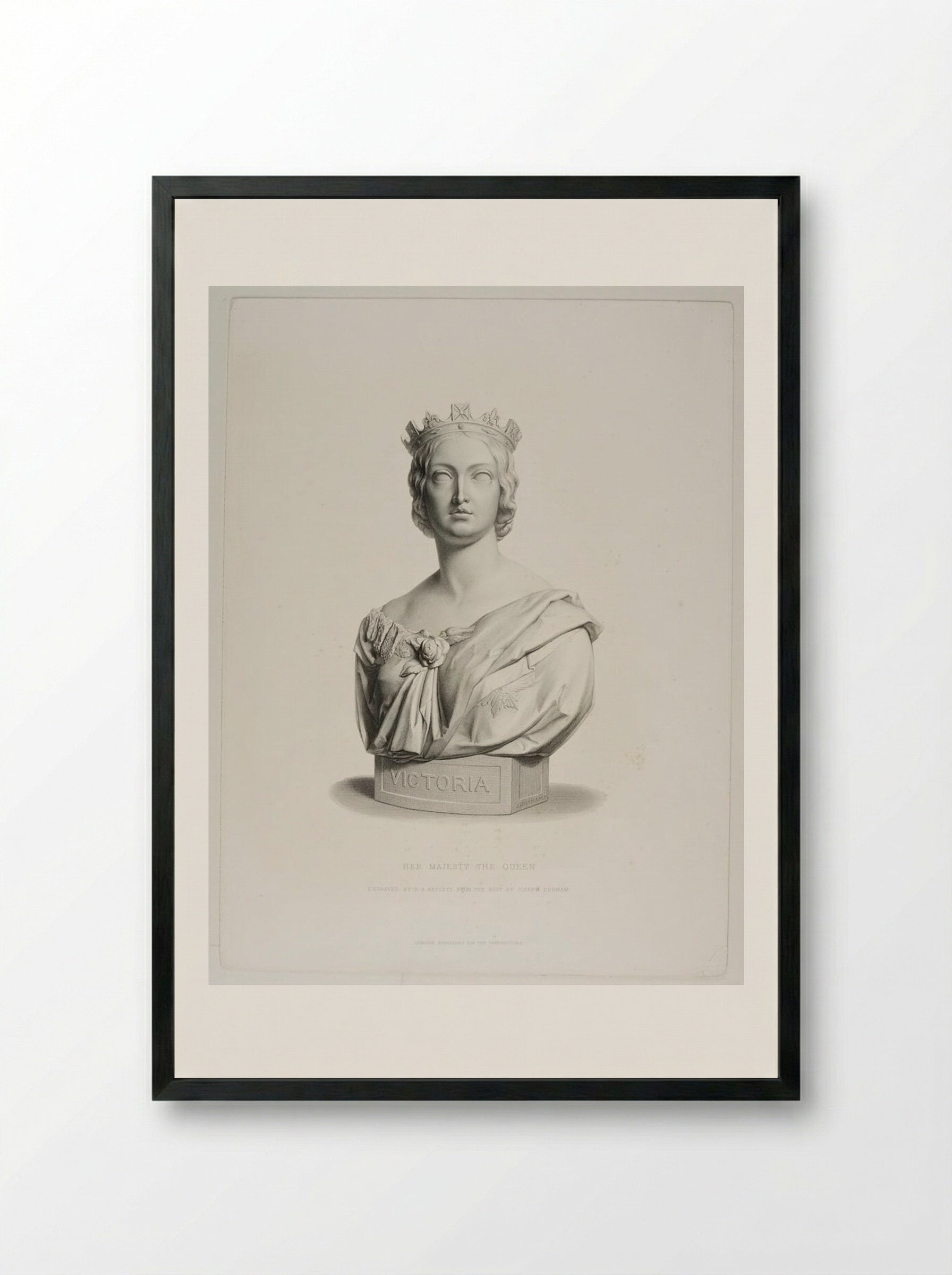 Bust of Queen Victoria - Richard Austin Artlett - Framed Print Black