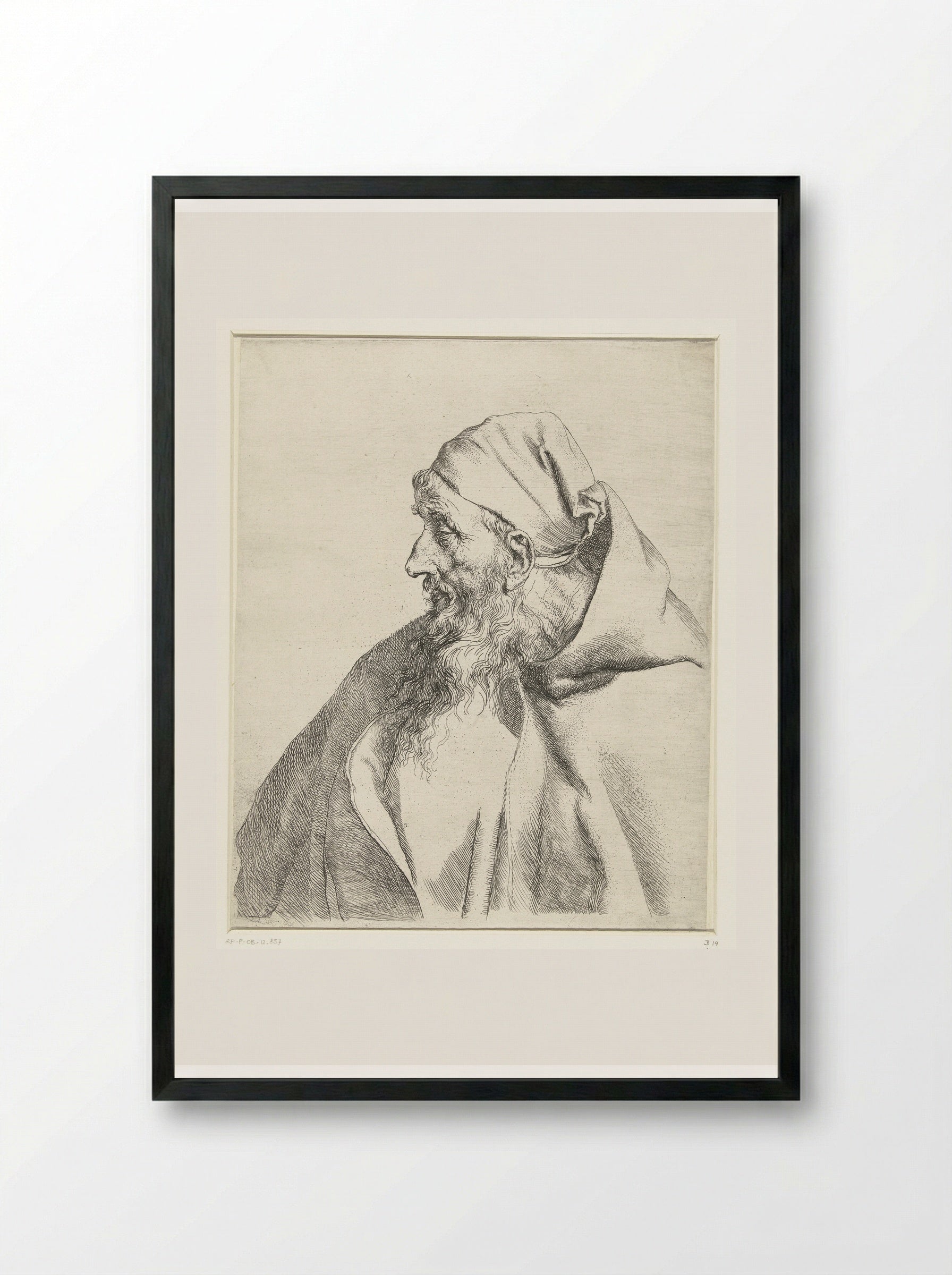 Bust of a Capuchin Monk - Jan Lievens - Framed Print Black