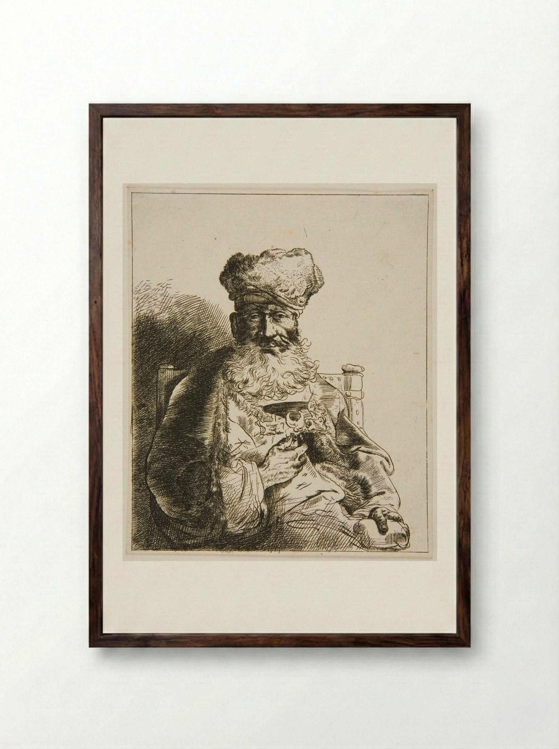Bust of a Jewish Priest - Christian Wilhelm Ernst Dietrich - Framed Print Dark Wood