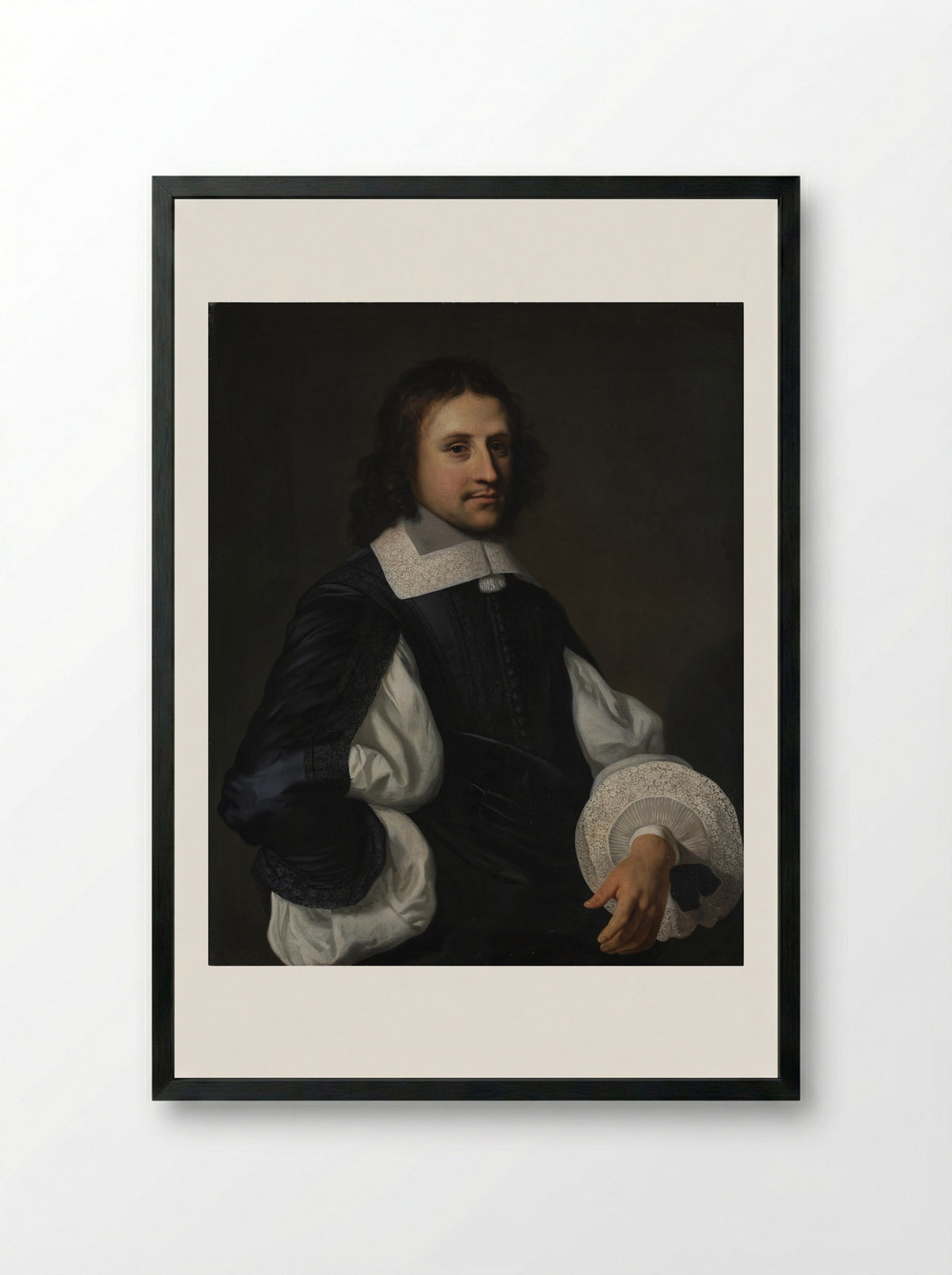 Bust of a Man, Possibly a Self-Portrait - Jacob van Loo - Framed Print Black
