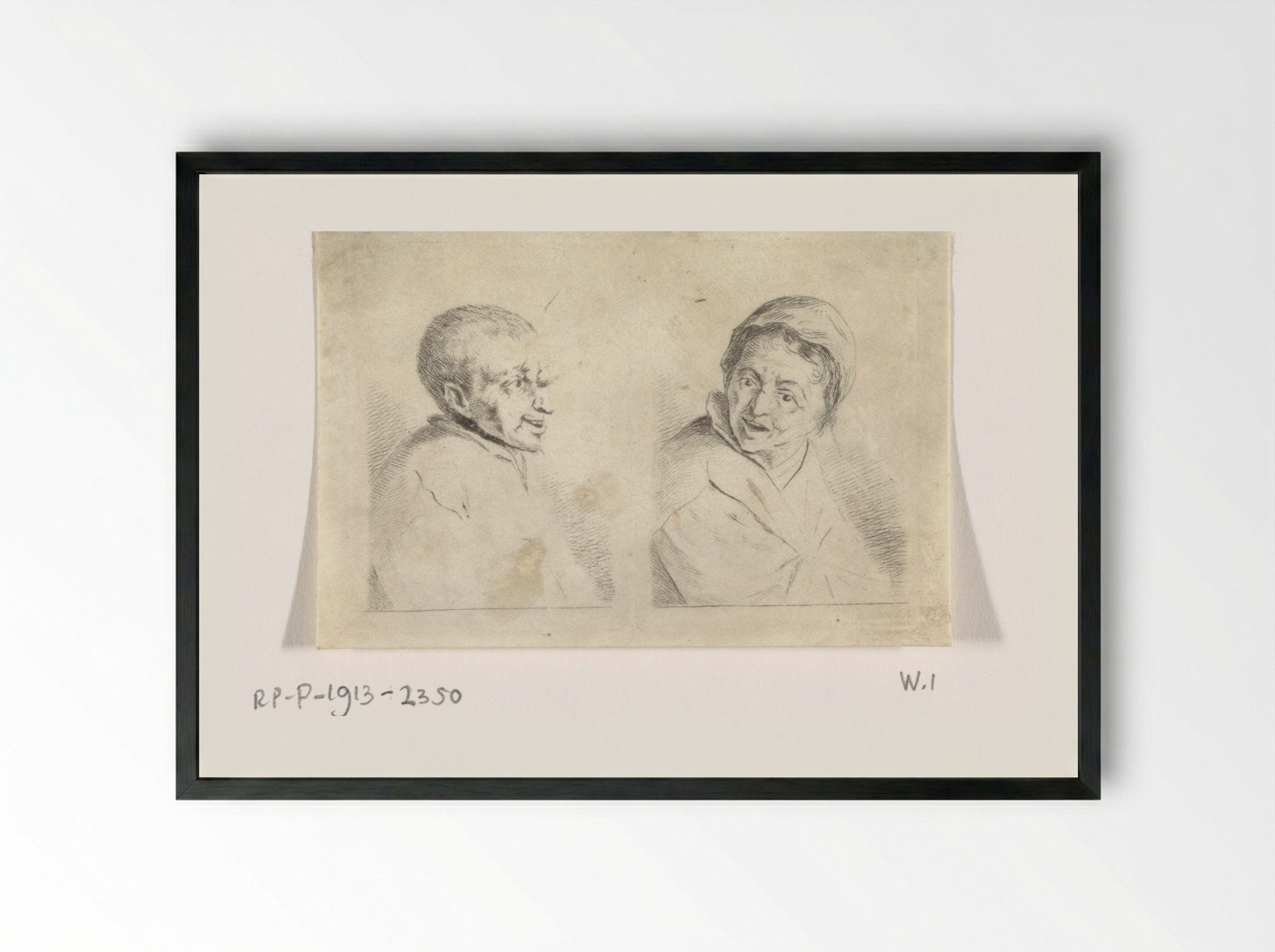 Bust of a Man and a Woman - Antoon Overlaet - Framed Print Black