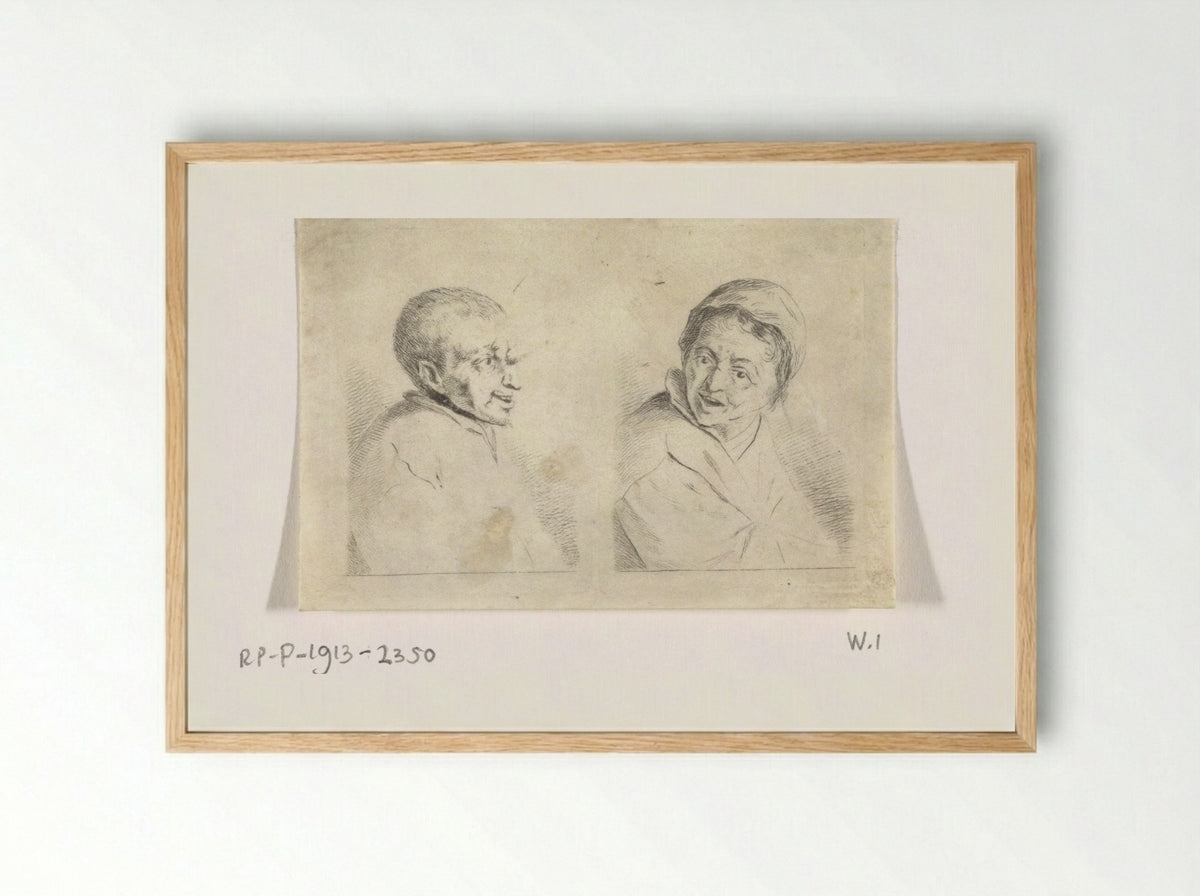 Bust of a Man and a Woman - Antoon Overlaet - Framed Print Wood