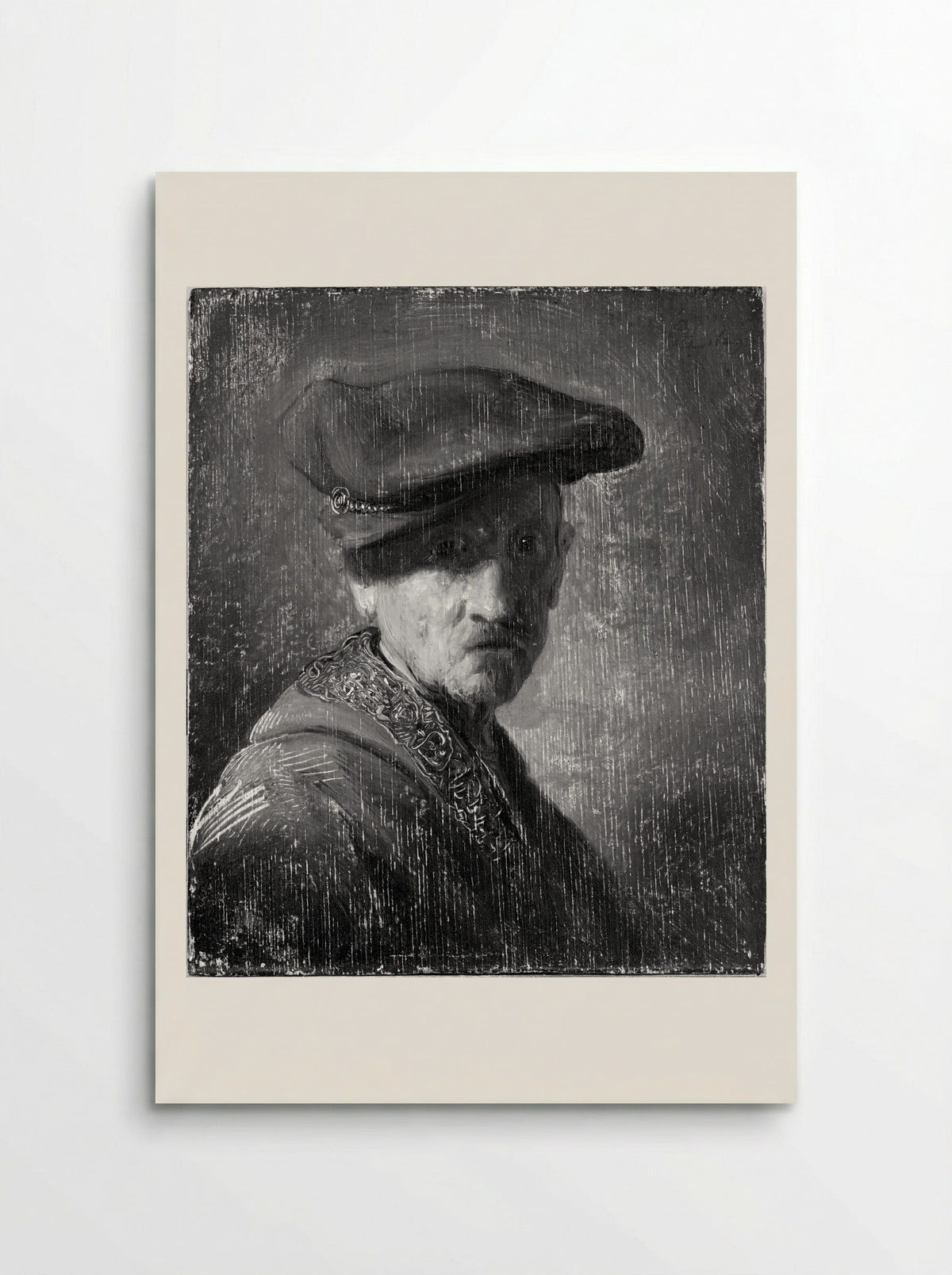Bust of a Man in a Gorget and Cap - Rembrandt Harmensz. van Rijn - Poster