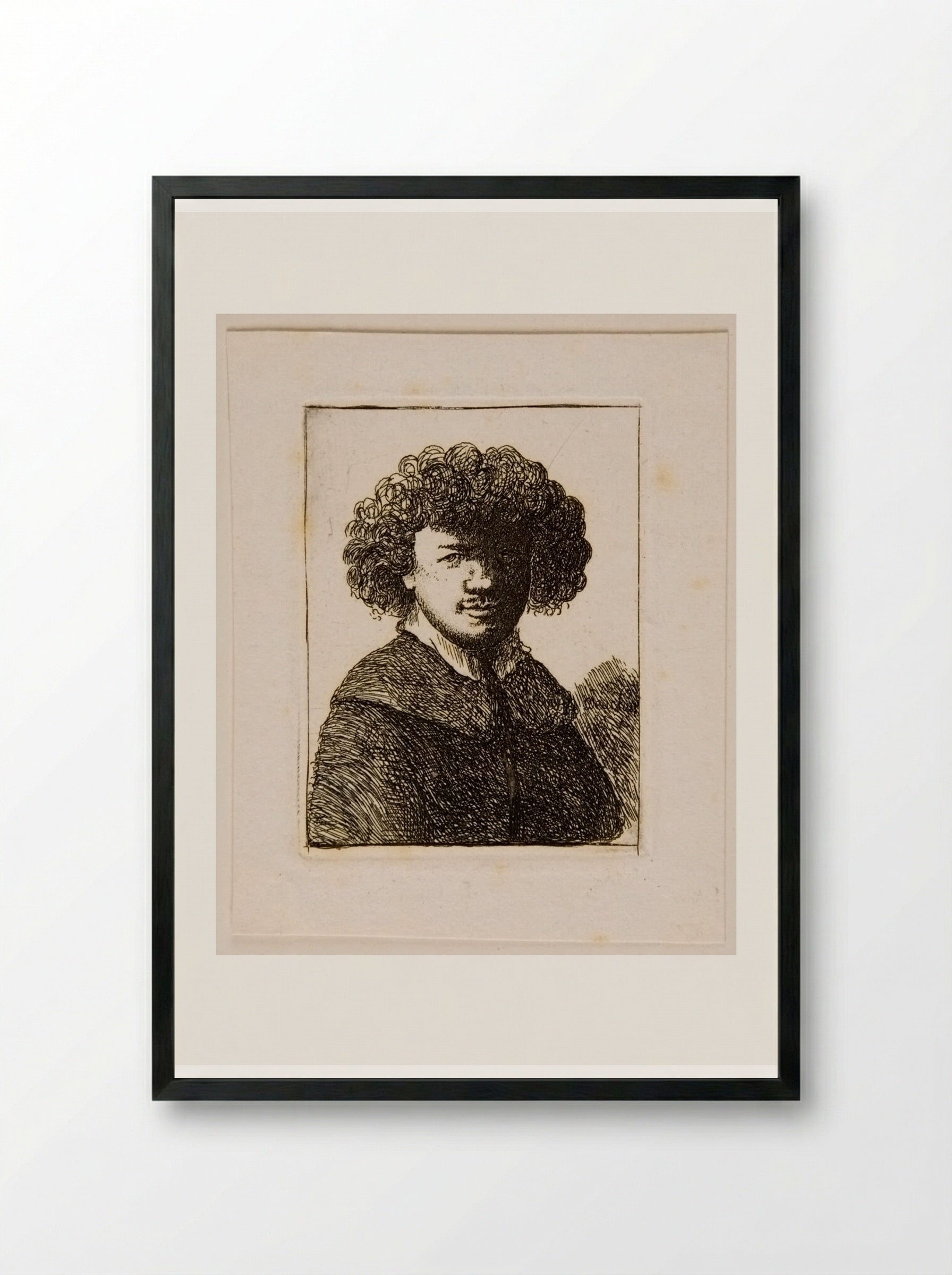 Bust of a Man with Bushy Hair - David Deuchar - Framed Print Black