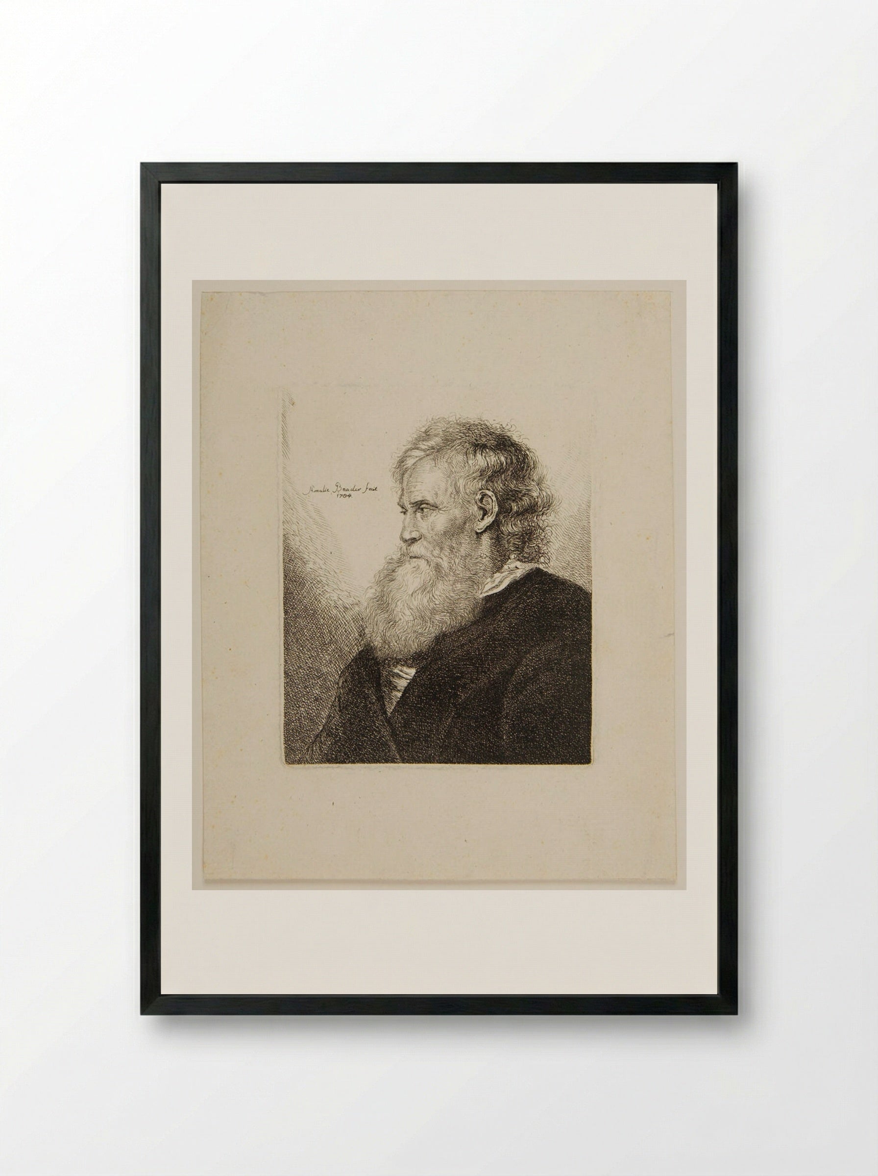 Bust of a Man - Amalie Baader - Framed Print Black