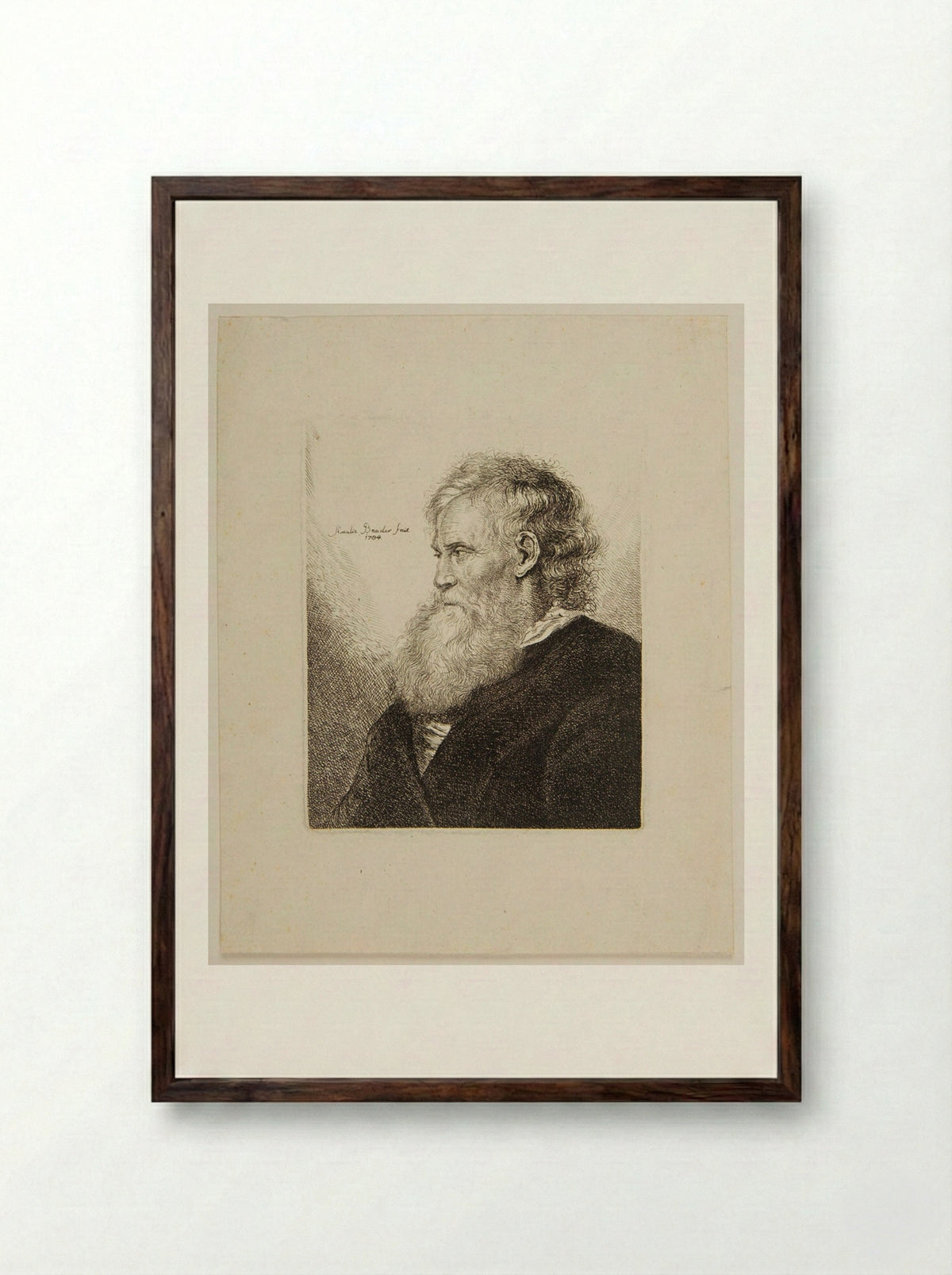Bust of a Man - Amalie Baader - Framed Print Dark Wood