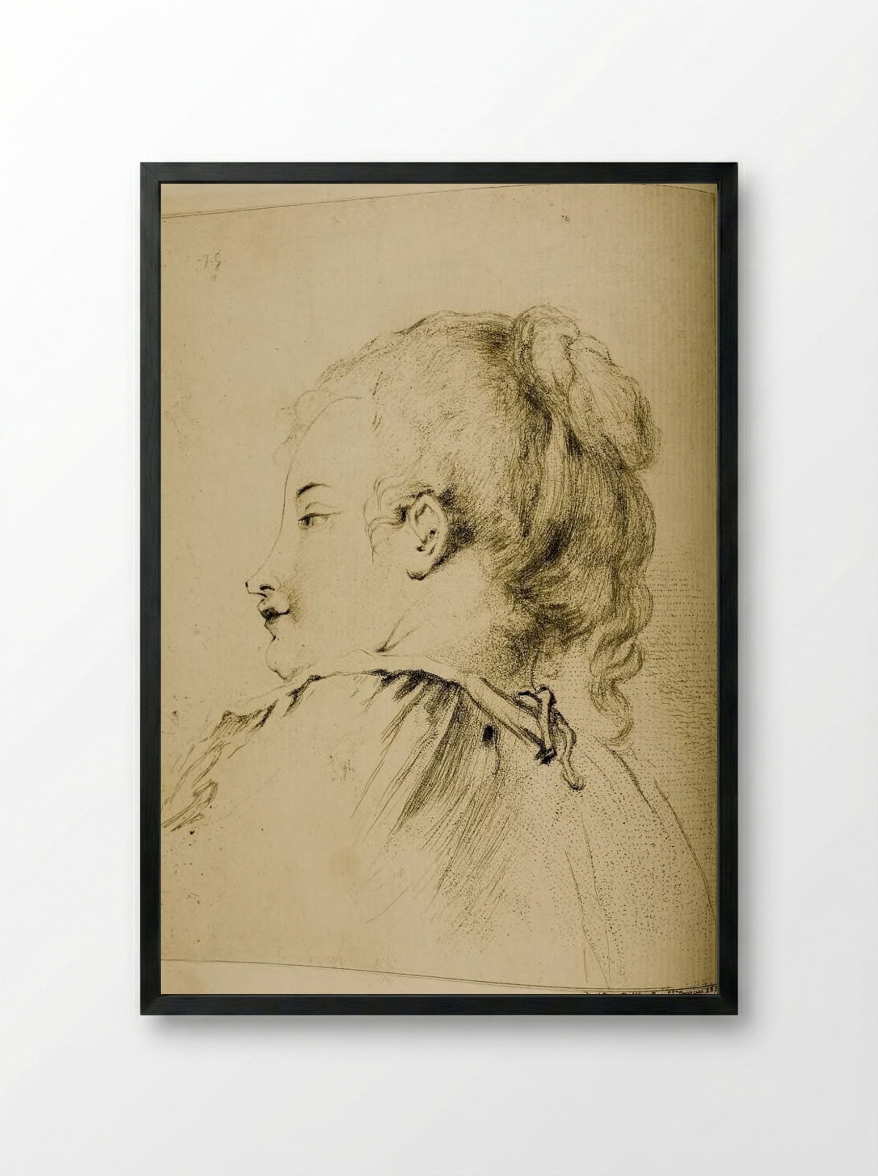 Bust of a Woman in a Nightgown - Jules de Goncourt - Framed Print Black