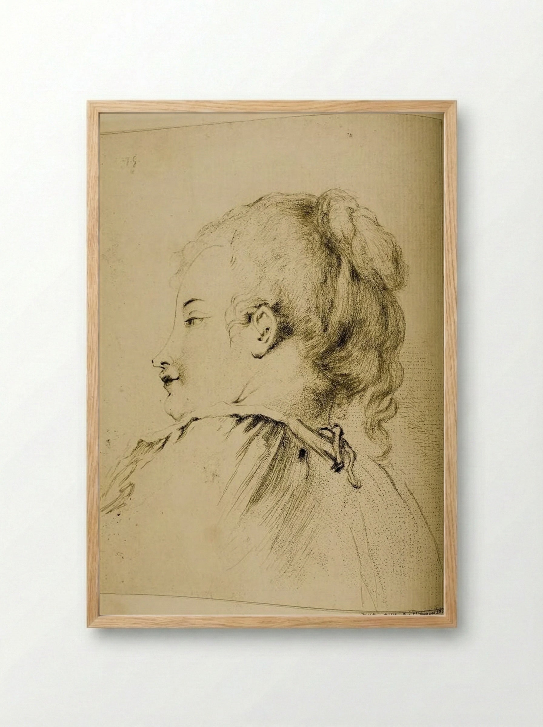 Bust of a Woman in a Nightgown - Jules de Goncourt - Framed Print Wood