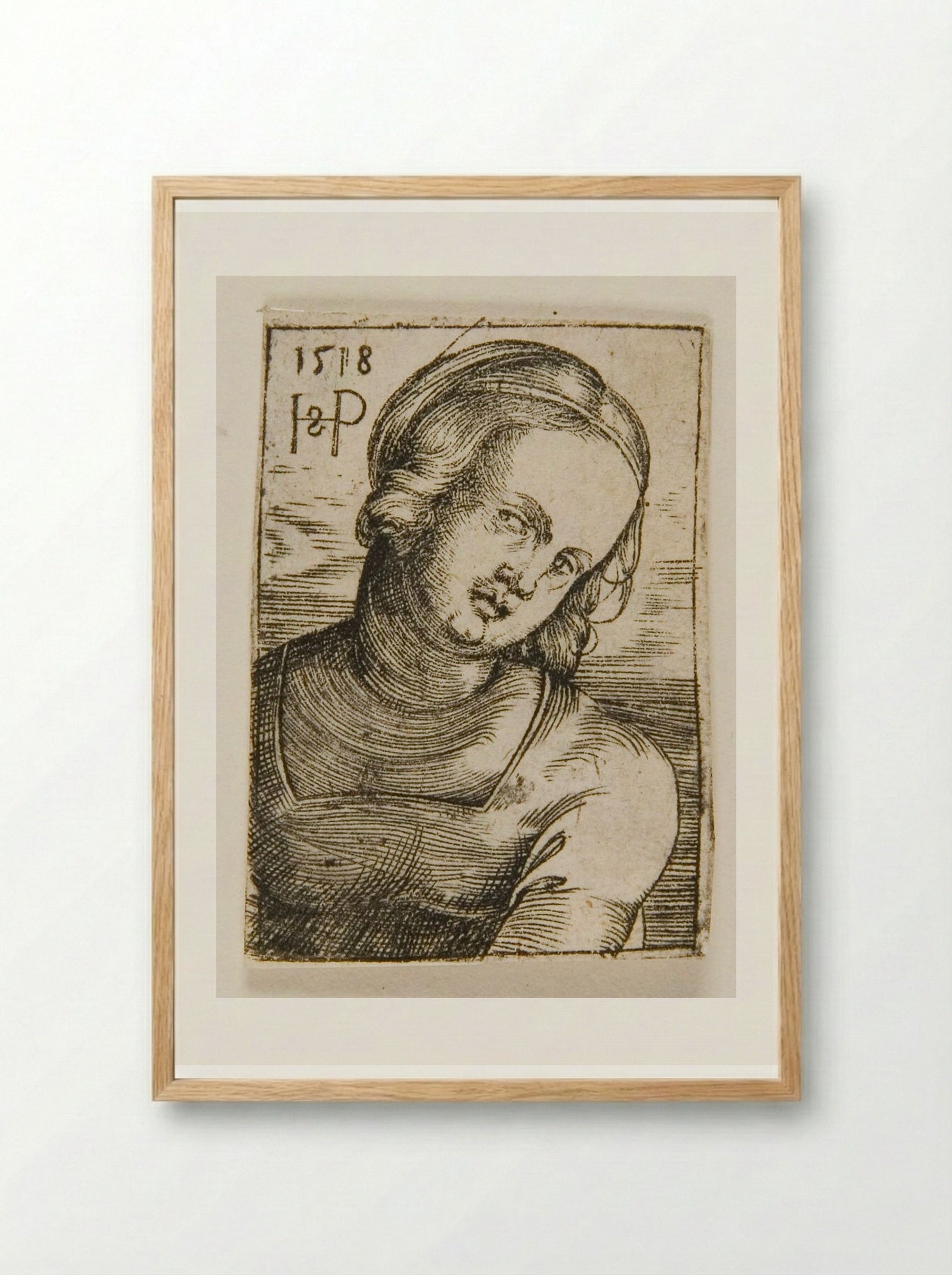 Bust of a Woman - Sebald Beham - Framed Print Wood