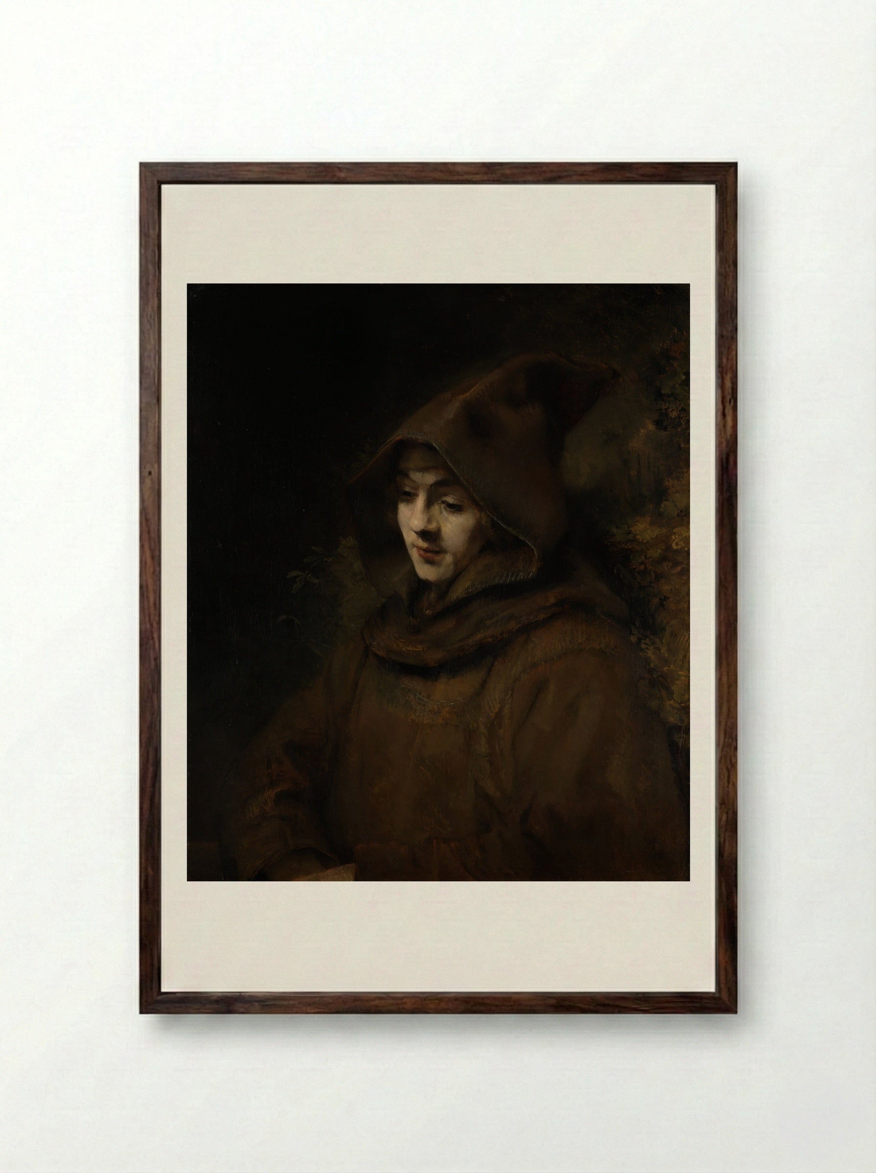 Bust of a Young Man (Titus as a Monk) - Rembrandt Harmensz. van Rijn - Framed Print Dark Wood