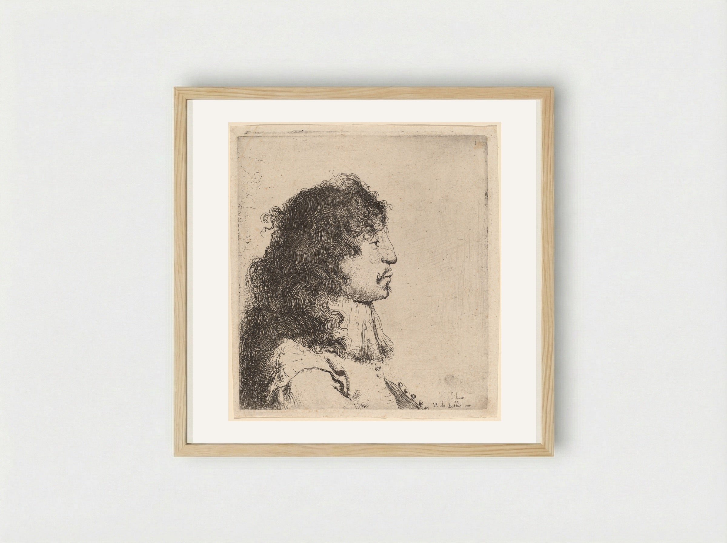 Bust of a Young Man in Profile, Facing Right - Jan Lievens - Framed Print Wood