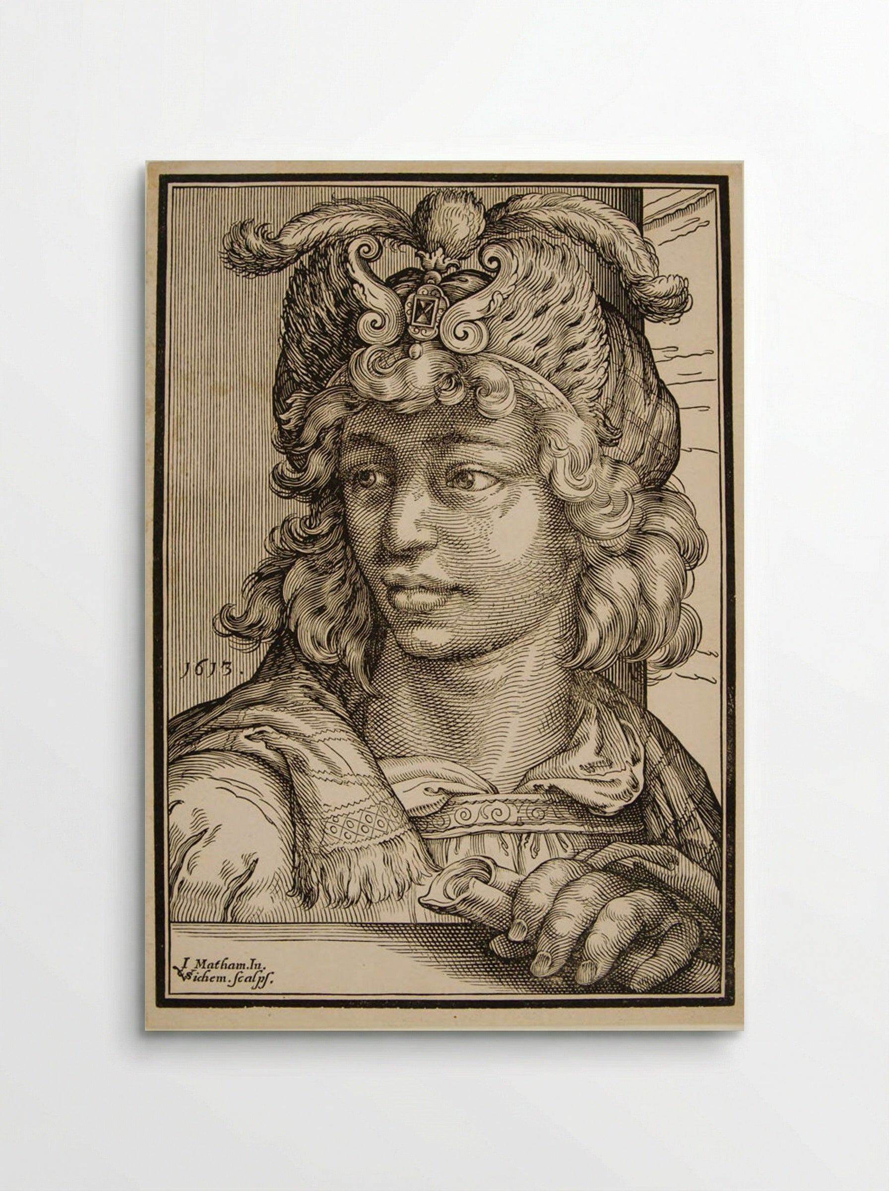 Bust of a Young Man with a Feather Cap - Christoffel van Sichem I - Poster