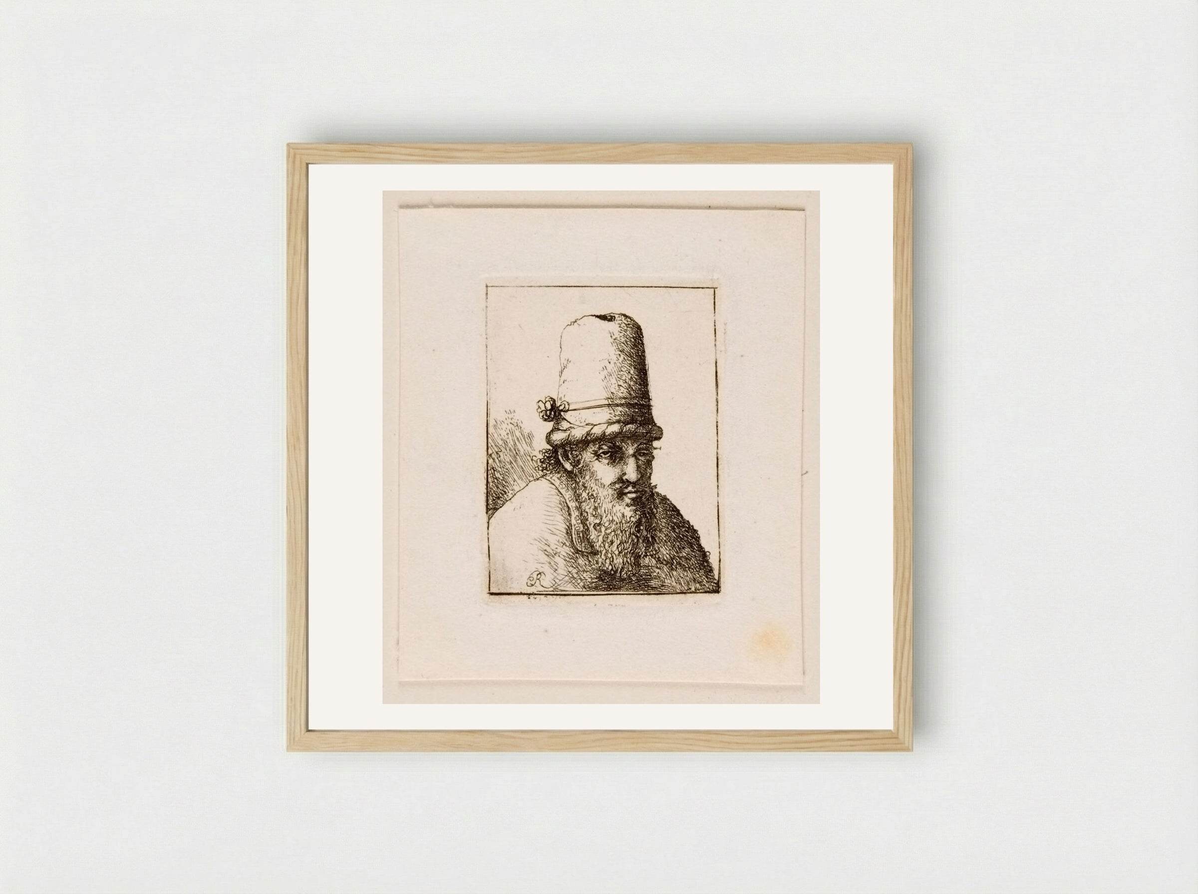 Bust of an Old Man with Long Beard and High Hat - David Deuchar - Framed Print Wood
