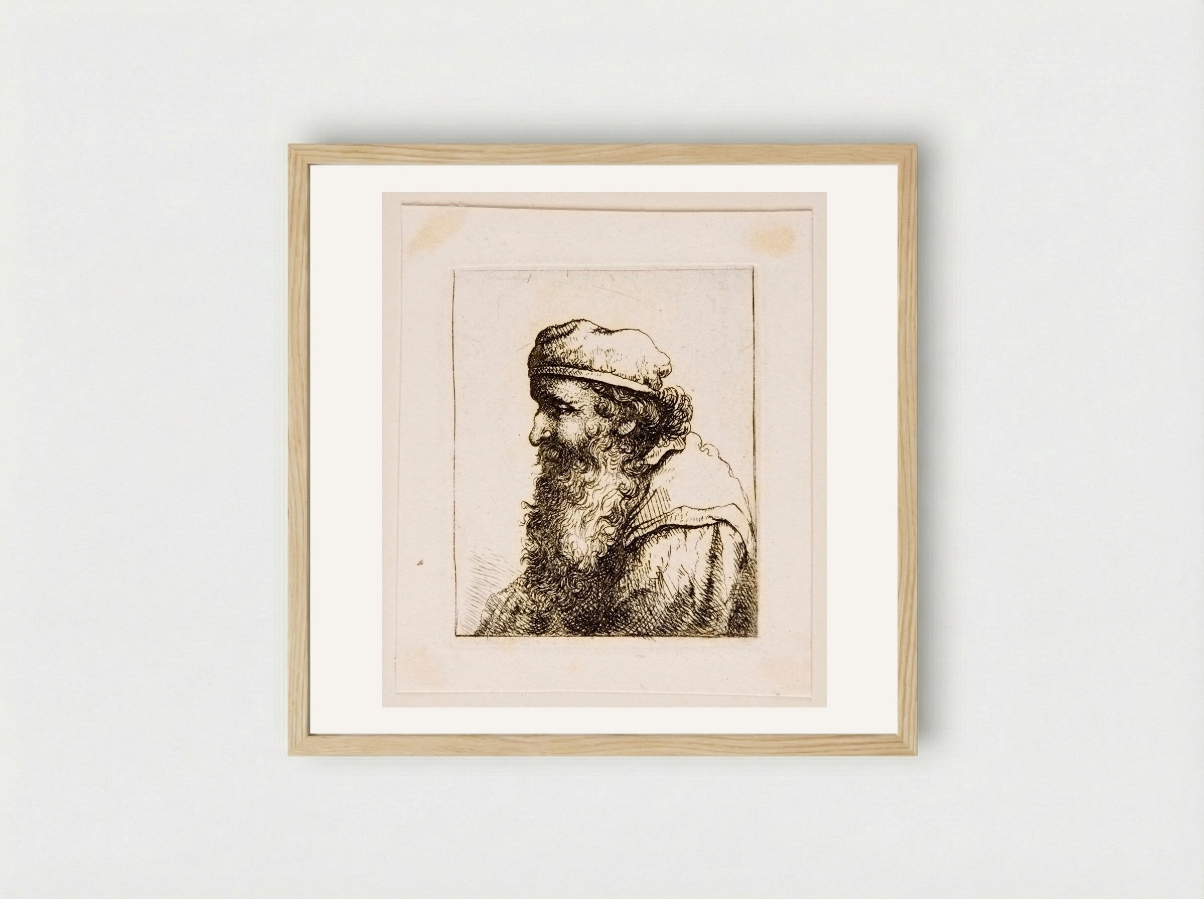 Bust of an Old Man with Long Beard, profile left - David Deuchar - Framed Print Wood
