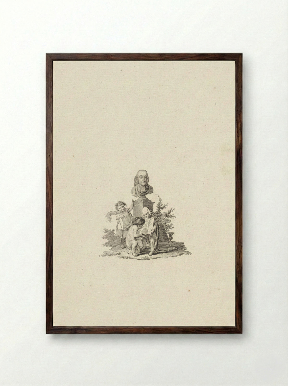 Buste van Petrus Broes op een piëdestal - Reinier Vinkeles (I) - Framed Print Dark Wood