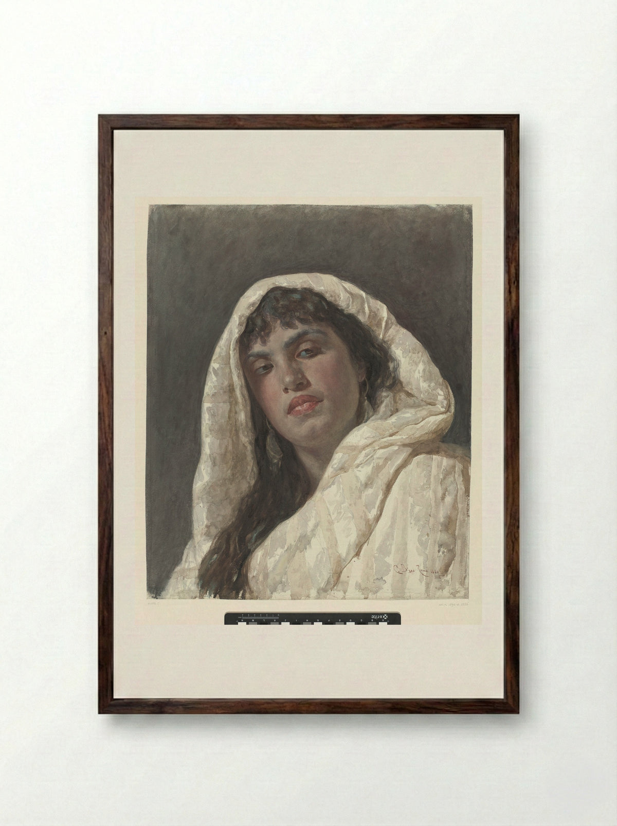 Buste van een Oosterse vrouw - Cesare Biseo - Framed Print Dark Wood