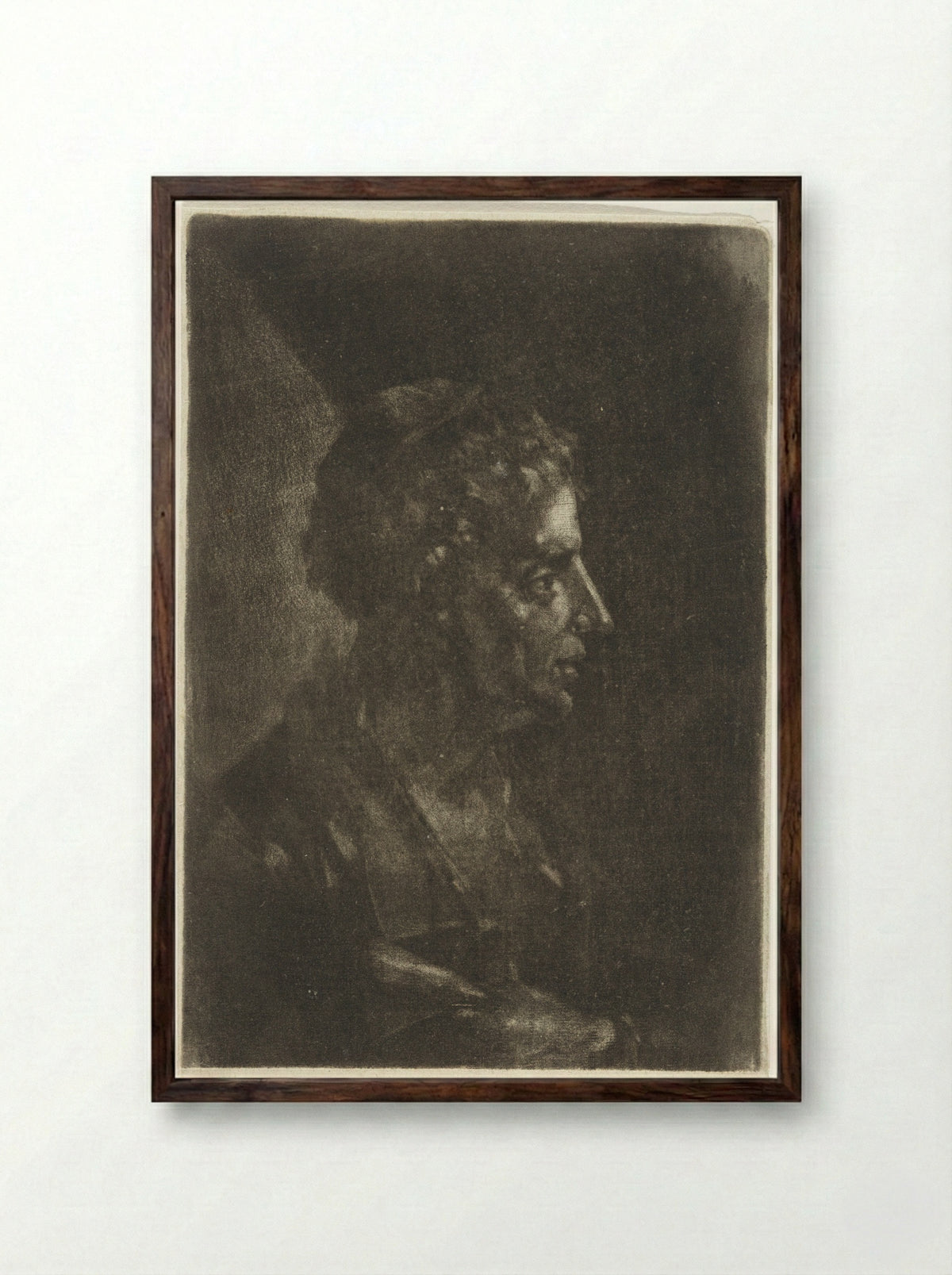 Buste van een man, in profiel - Justus van den Nijpoort - Framed Print Dark Wood