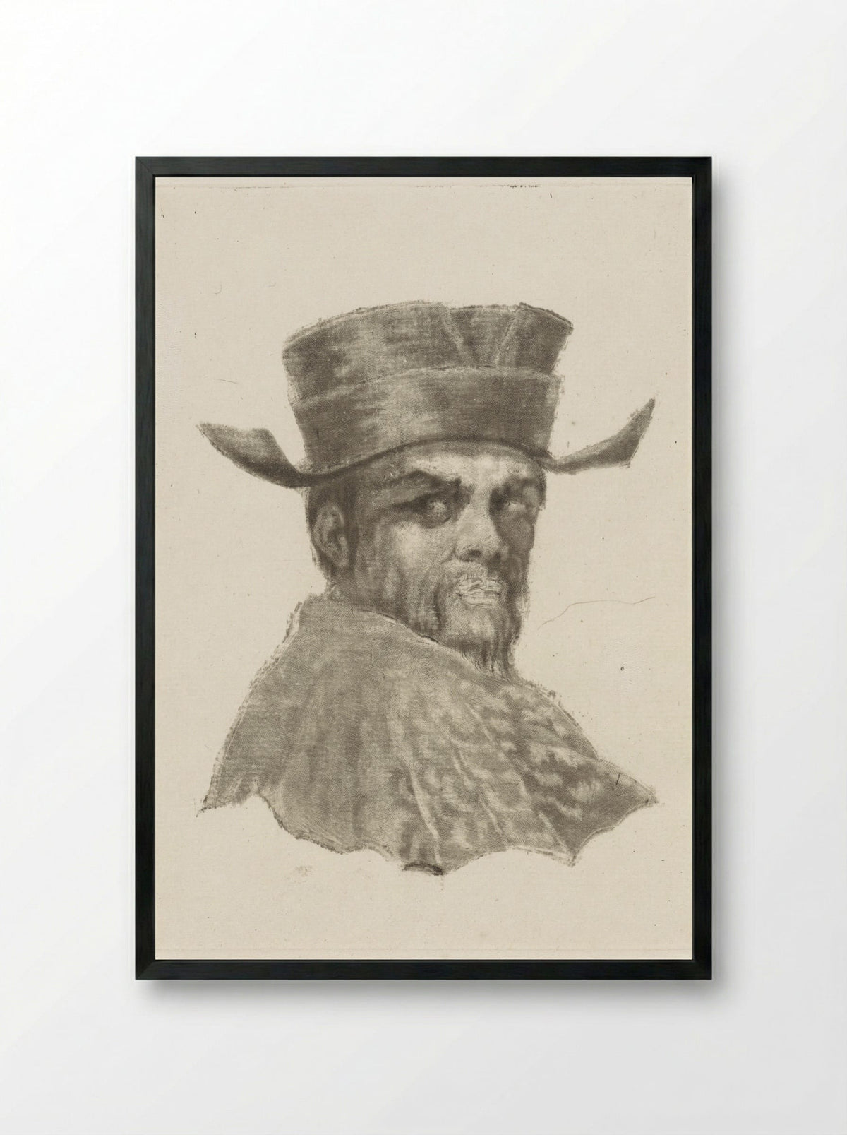 Buste van een man met een hoed - Dirk van der Toorn - Framed Print Black