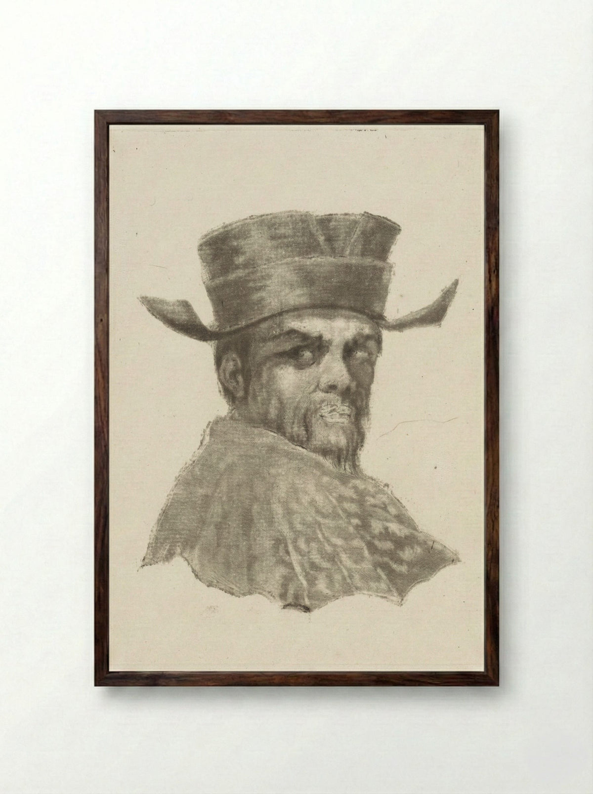 Buste van een man met een hoed - Dirk van der Toorn - Framed Print Dark Wood