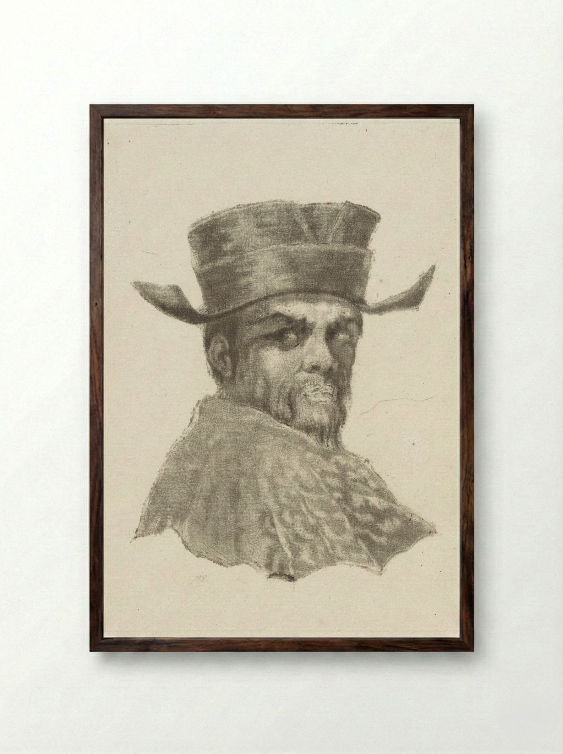 Buste van een man met een hoed - Dirk van der Toorn - Framed Print Dark Wood