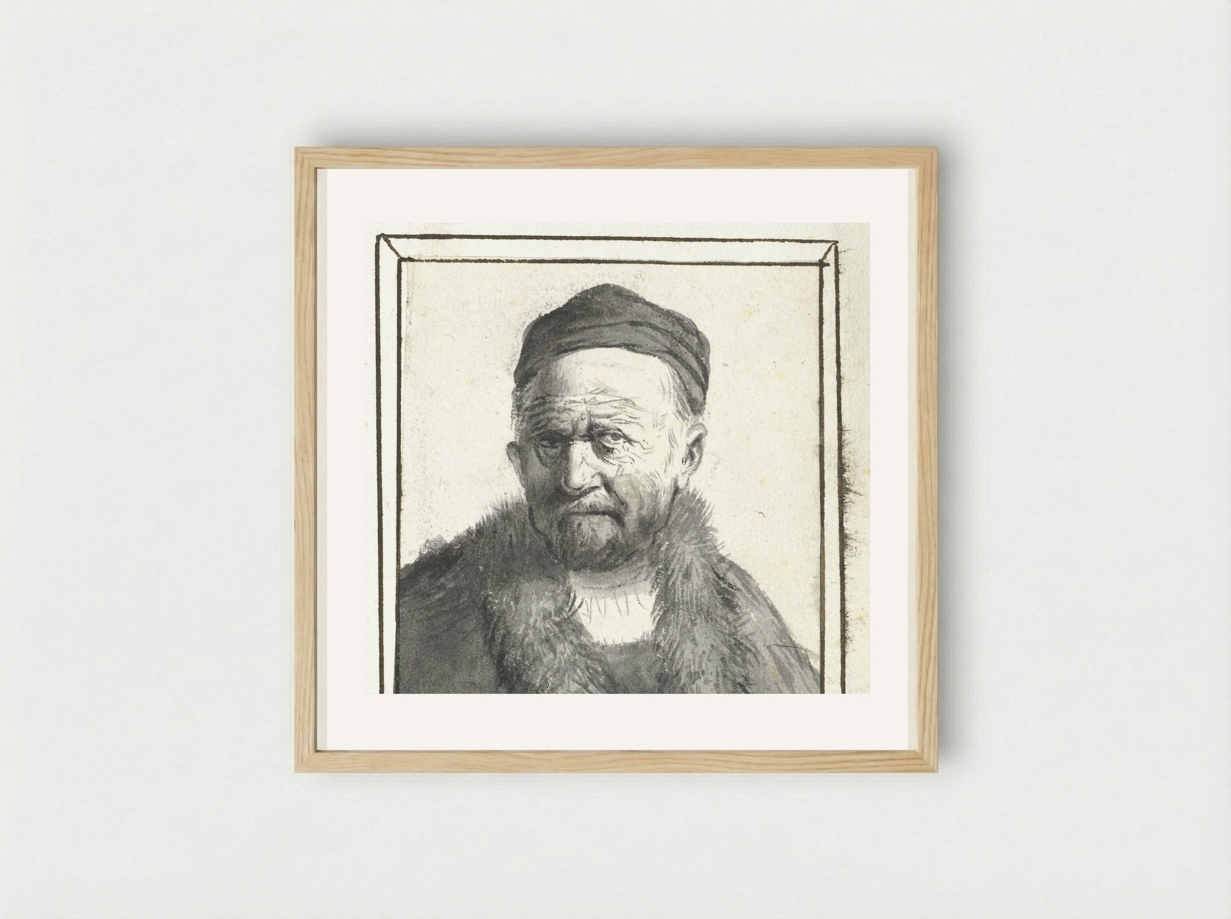 Buste van een man - Moses ter Borch - Framed Print Wood