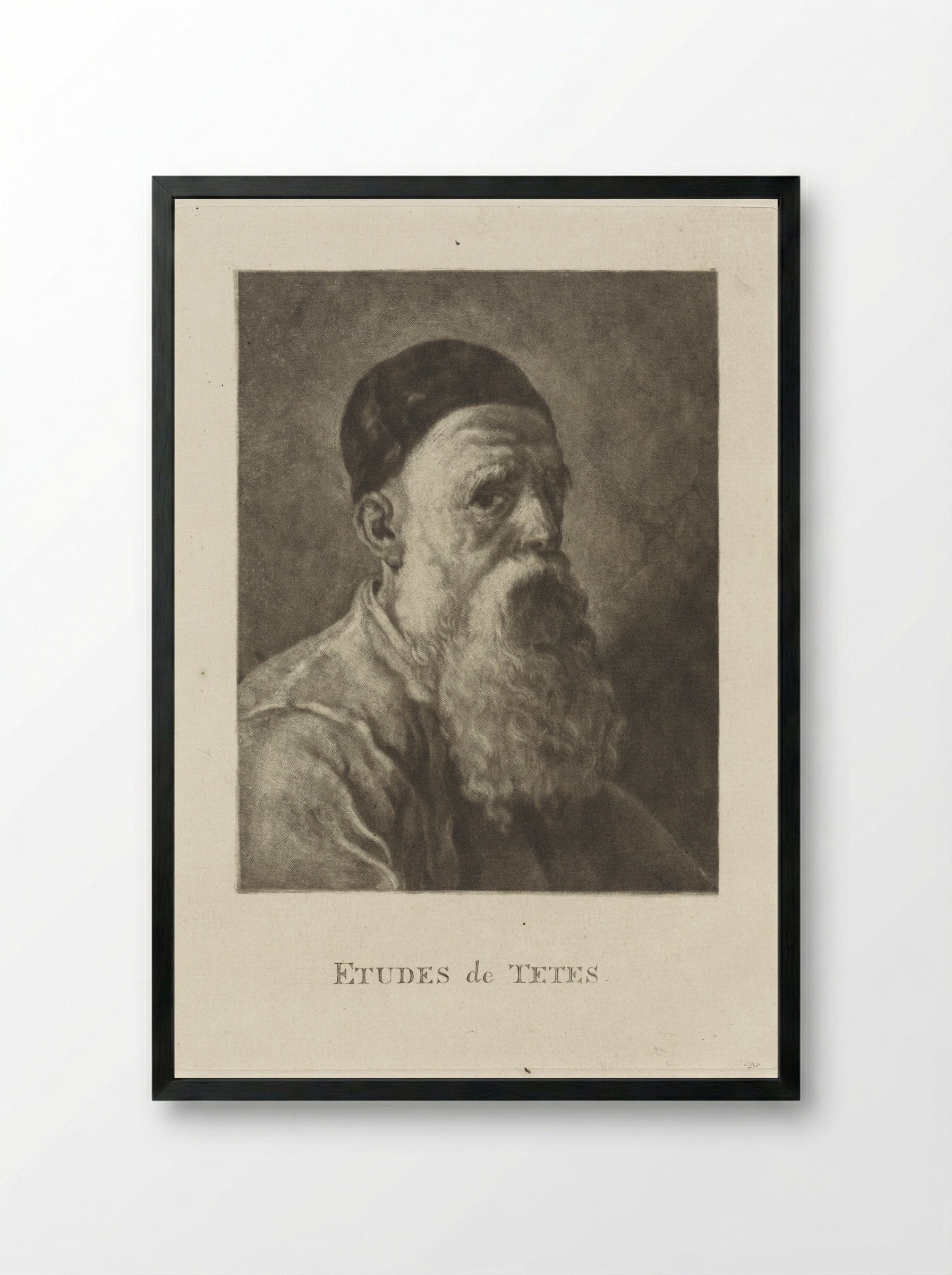 Buste van een oude man met een baard - Dirk van der Toorn - Framed Print Black