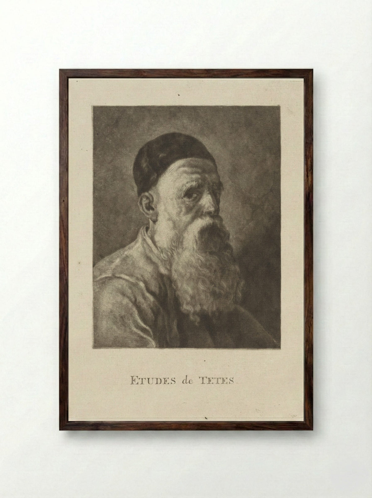 Buste van een oude man met een baard - Dirk van der Toorn - Framed Print Dark Wood