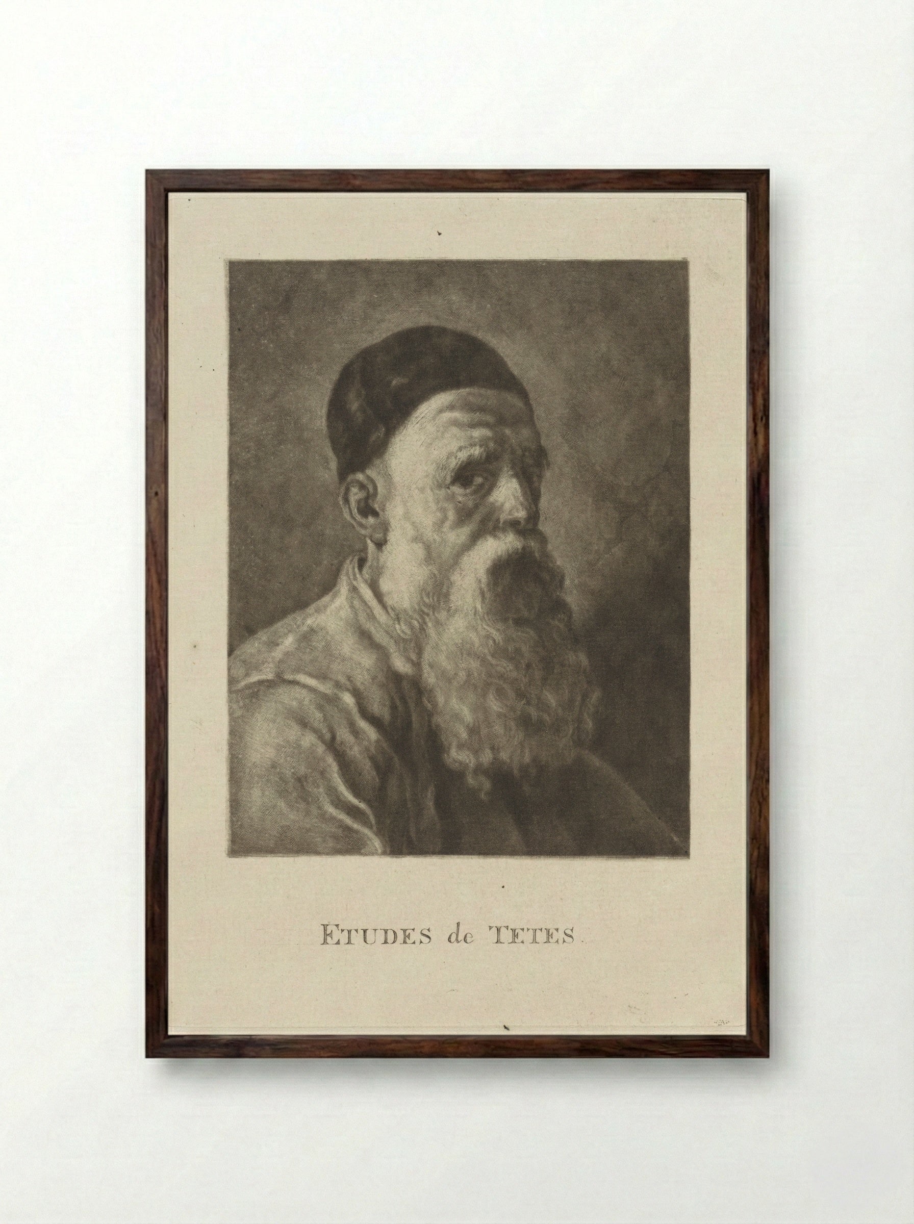 Buste van een oude man met een baard - Dirk van der Toorn - Framed Print Dark Wood