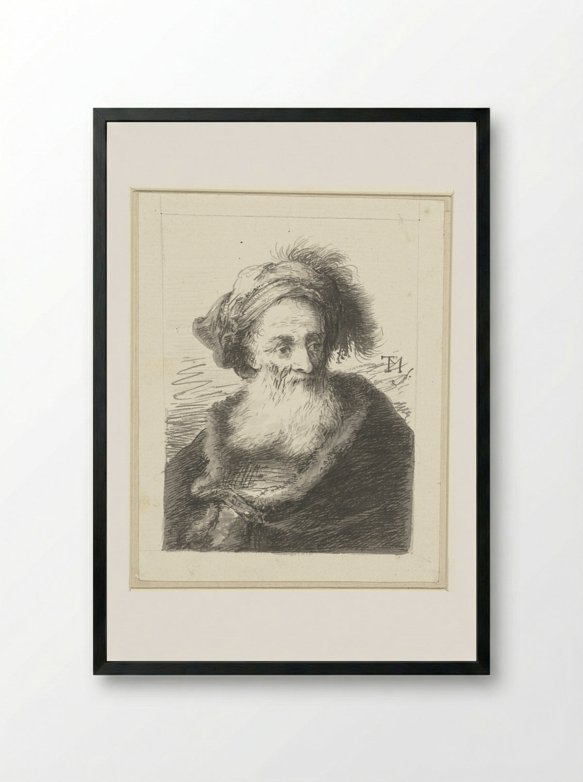 Buste van een oude man - Johann Georg Trautmann - Framed Print Black