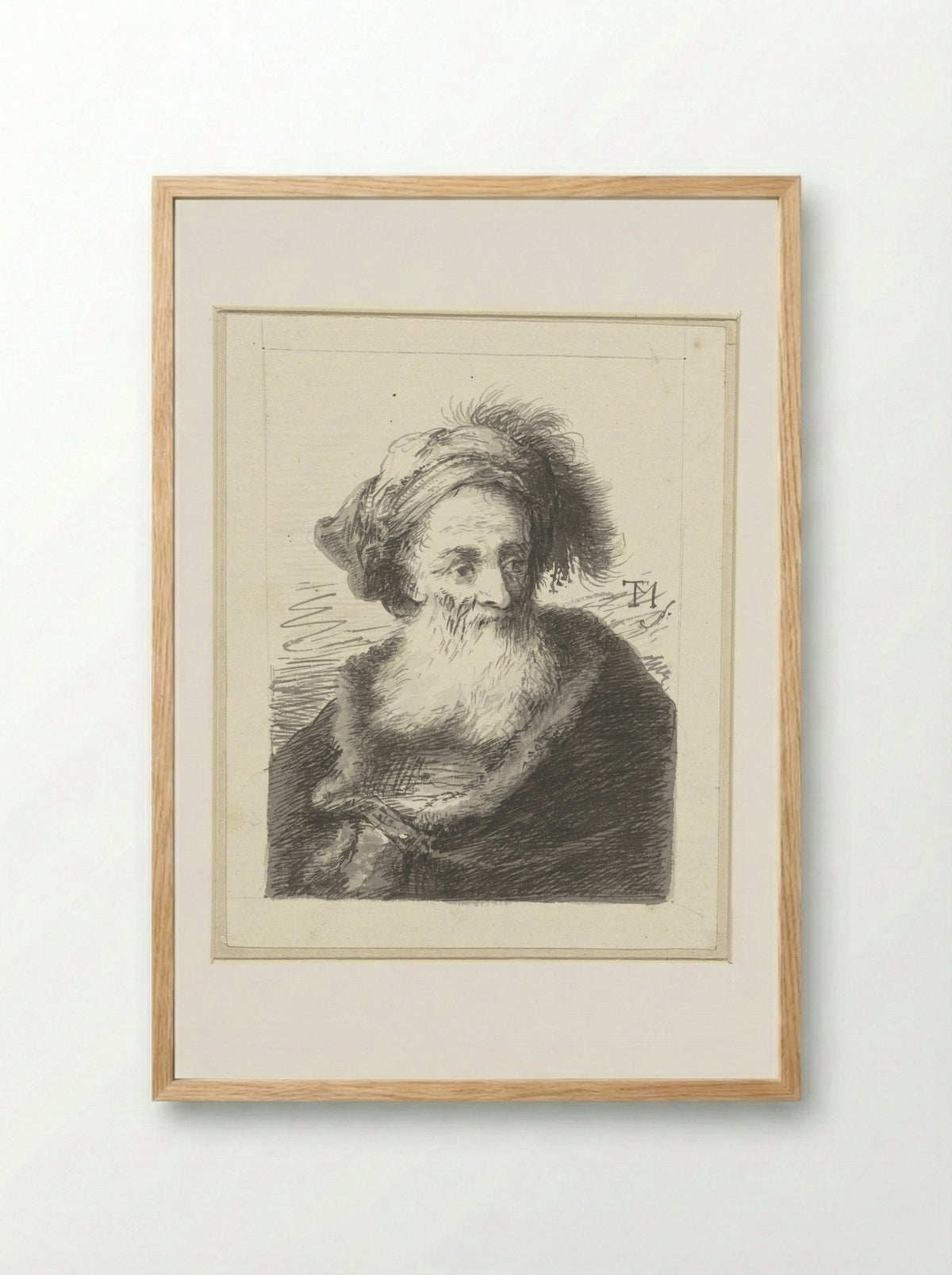 Buste van een oude man - Johann Georg Trautmann - Framed Print Wood