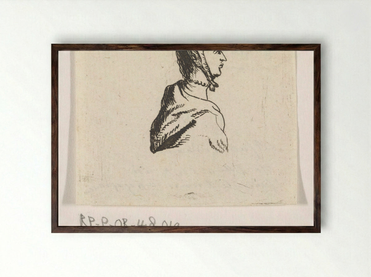 Buste van jonge vrouw, naar rechts - Hendrik van Maarseveen - Framed Print Dark Wood