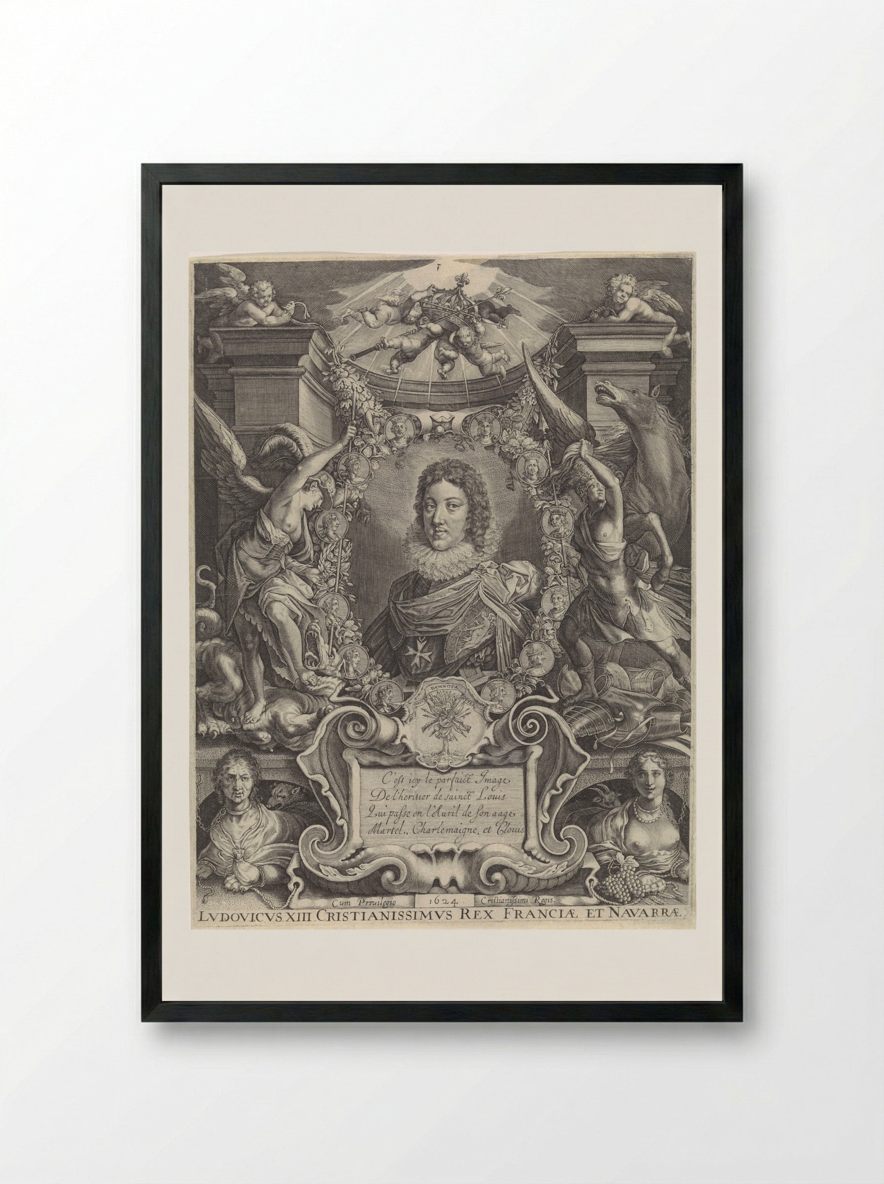 Busteportret van Lodewijk XIII - Crispijn van de Passe (II) - Framed Print Black