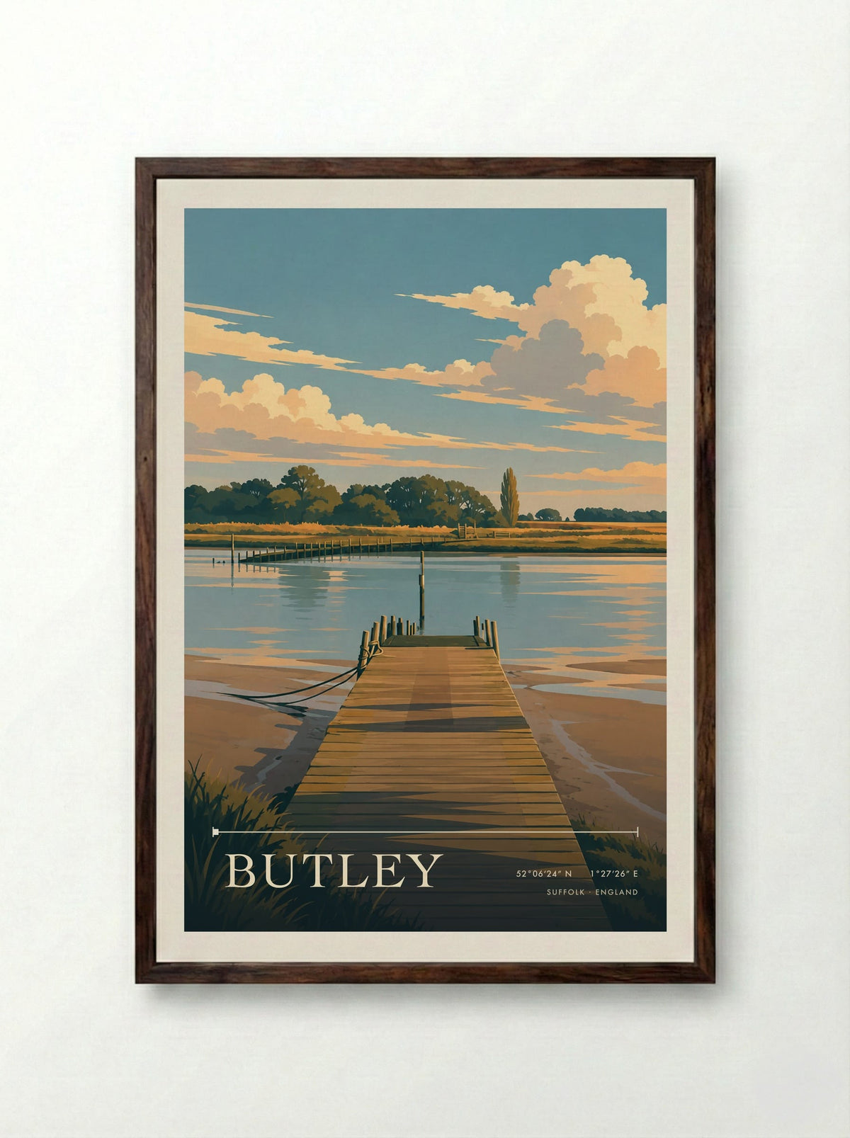 Butley, Suffolk | Travel Poster - Framed Print Dark Wood