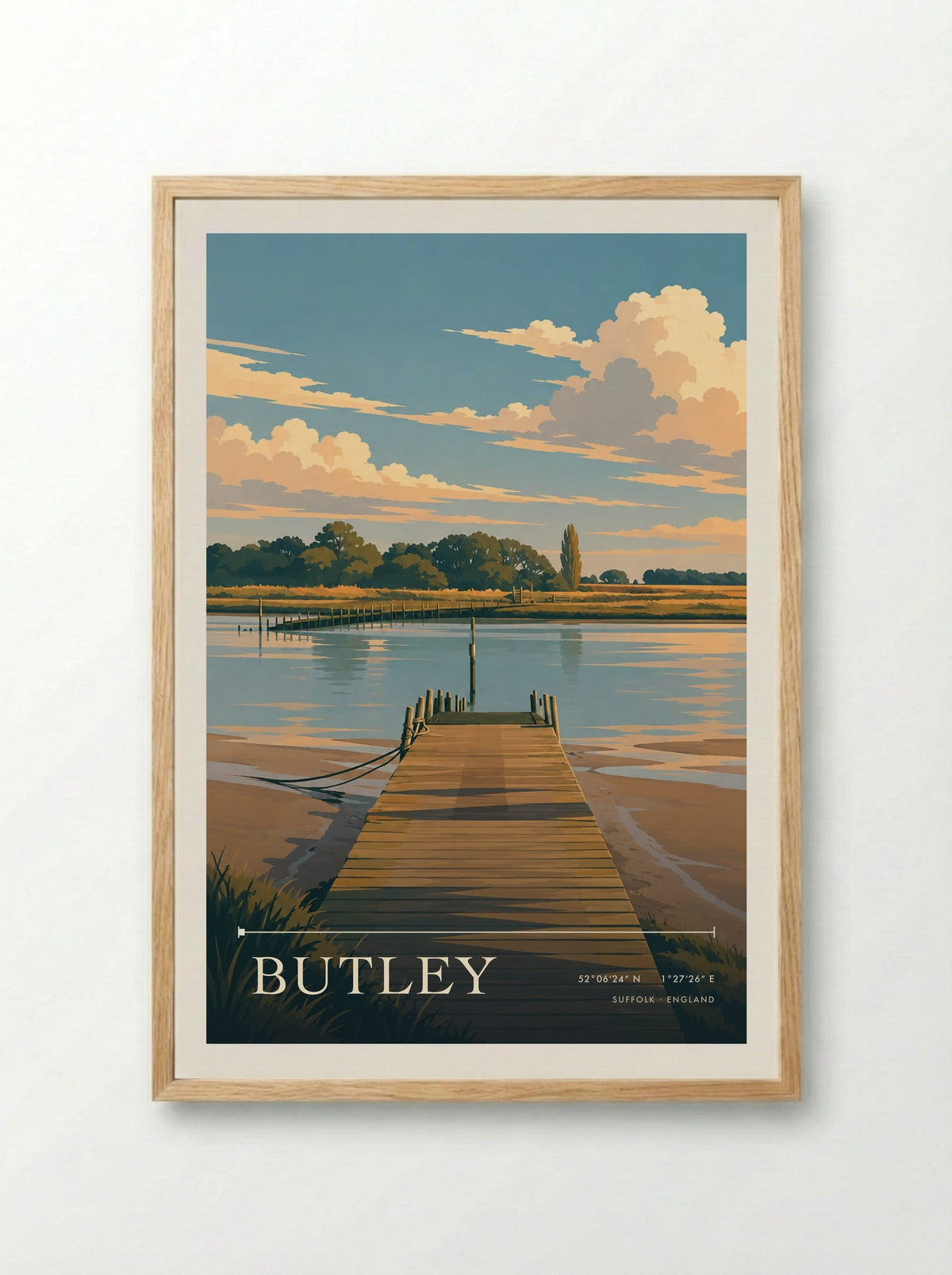 Butley, Suffolk | Travel Poster - Framed Print Wood