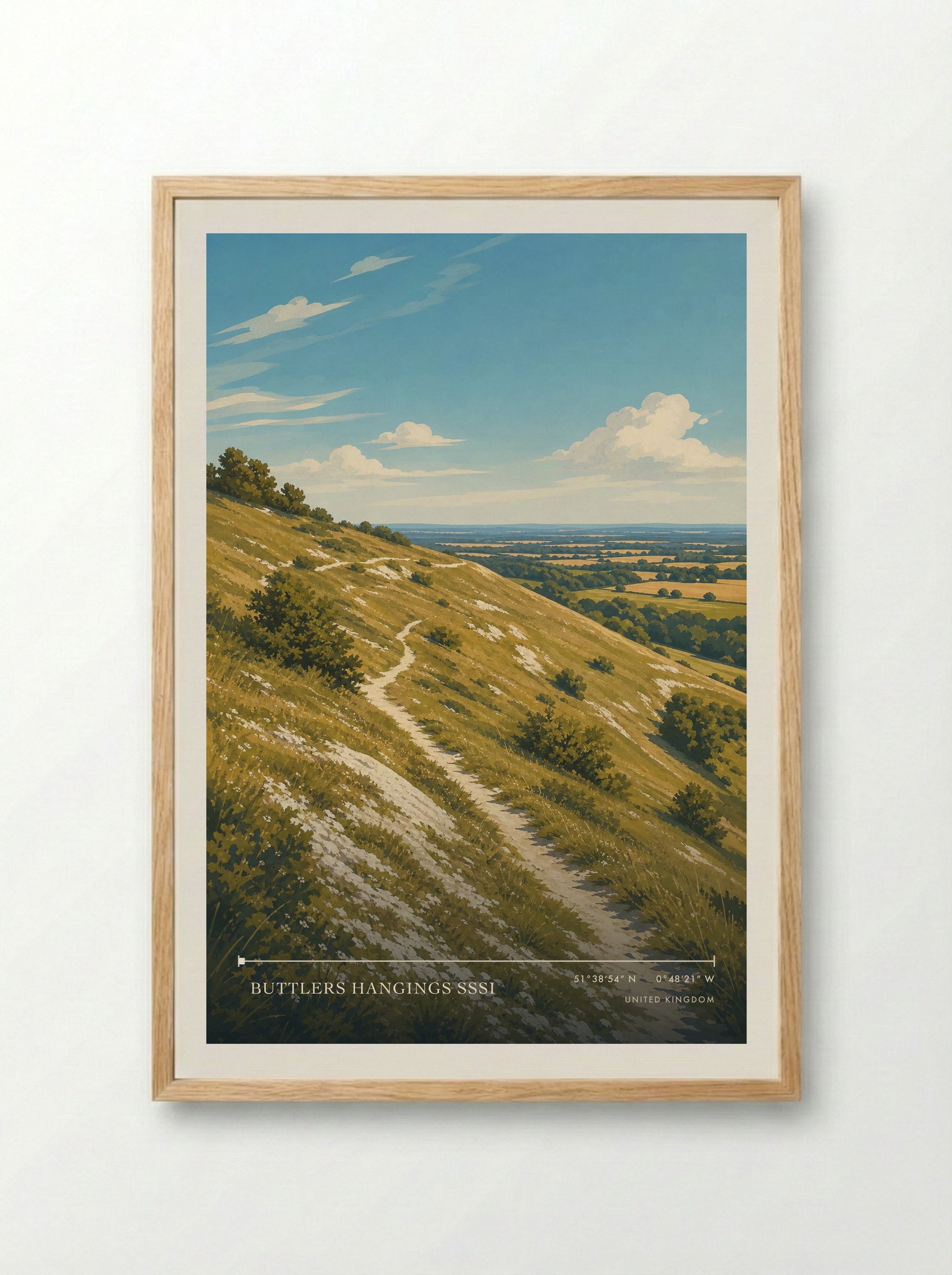 Buttlers Hangings SSSI United Kingdom Travel Poster - Framed Print Wood