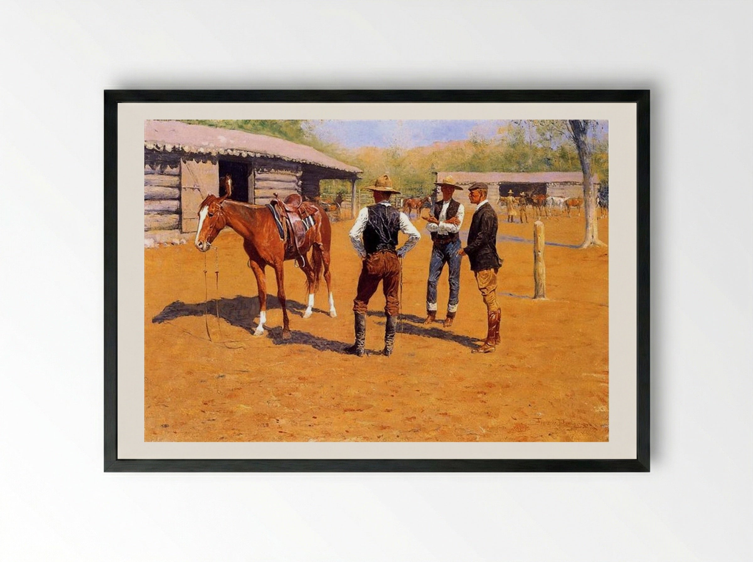 Buying Polo Ponies in the West - Frederic Remington - Framed Print Black