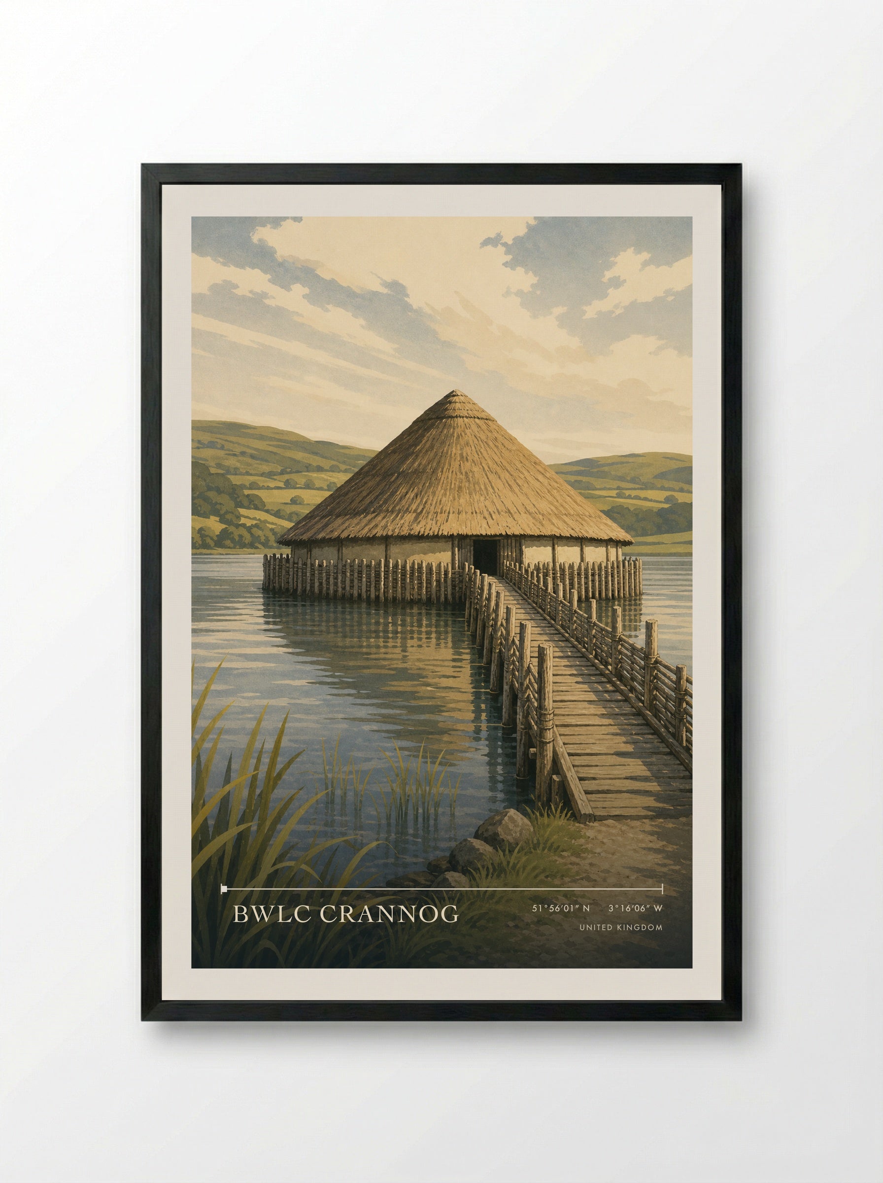 Bwlc Crannog United Kingdom Travel Poster - Framed Print Black