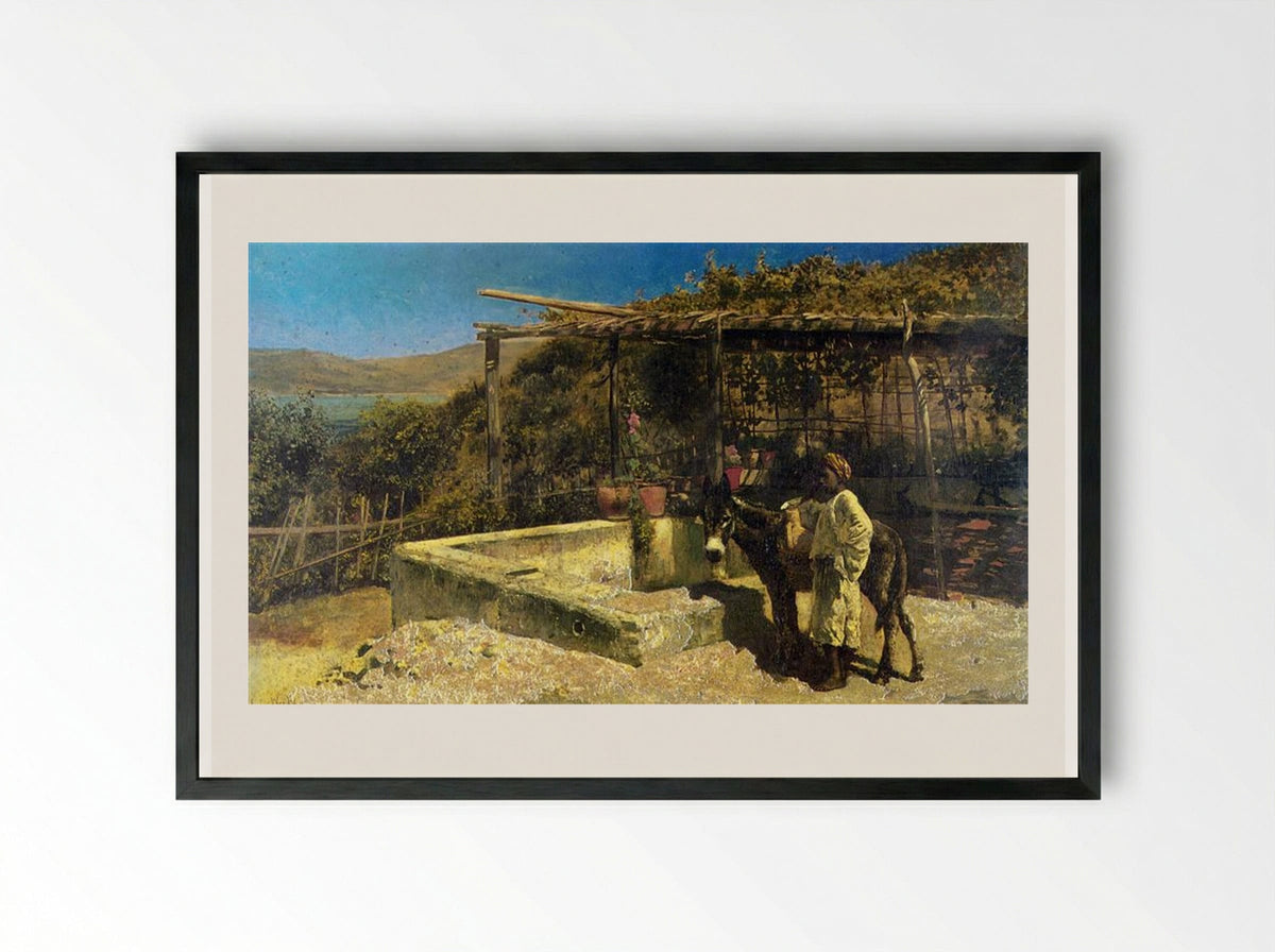 By The Well - Edwin Lord Weeks - Framed Print Black