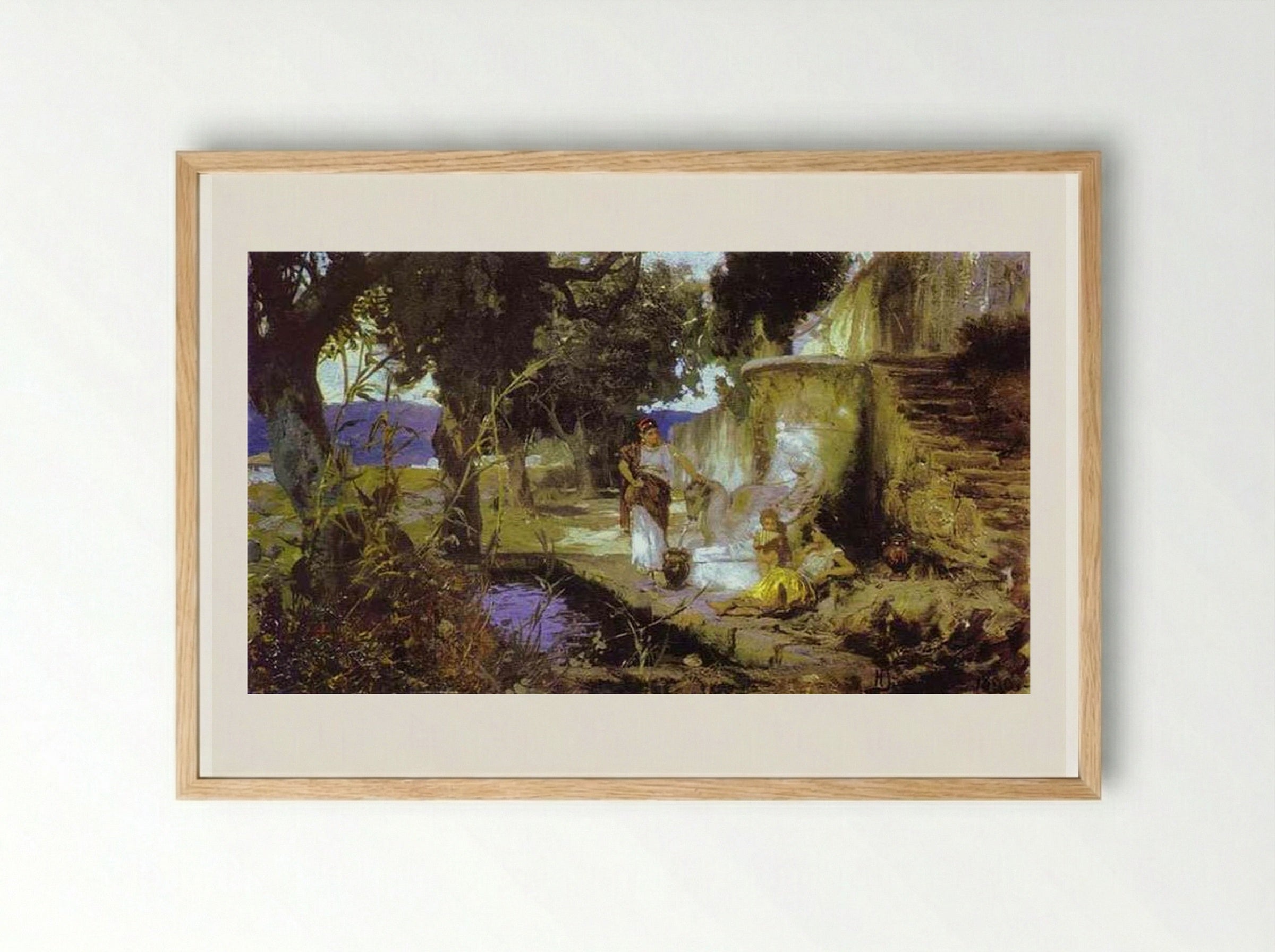 By a Pool - Henryk Siemiradzki - Framed Print Wood