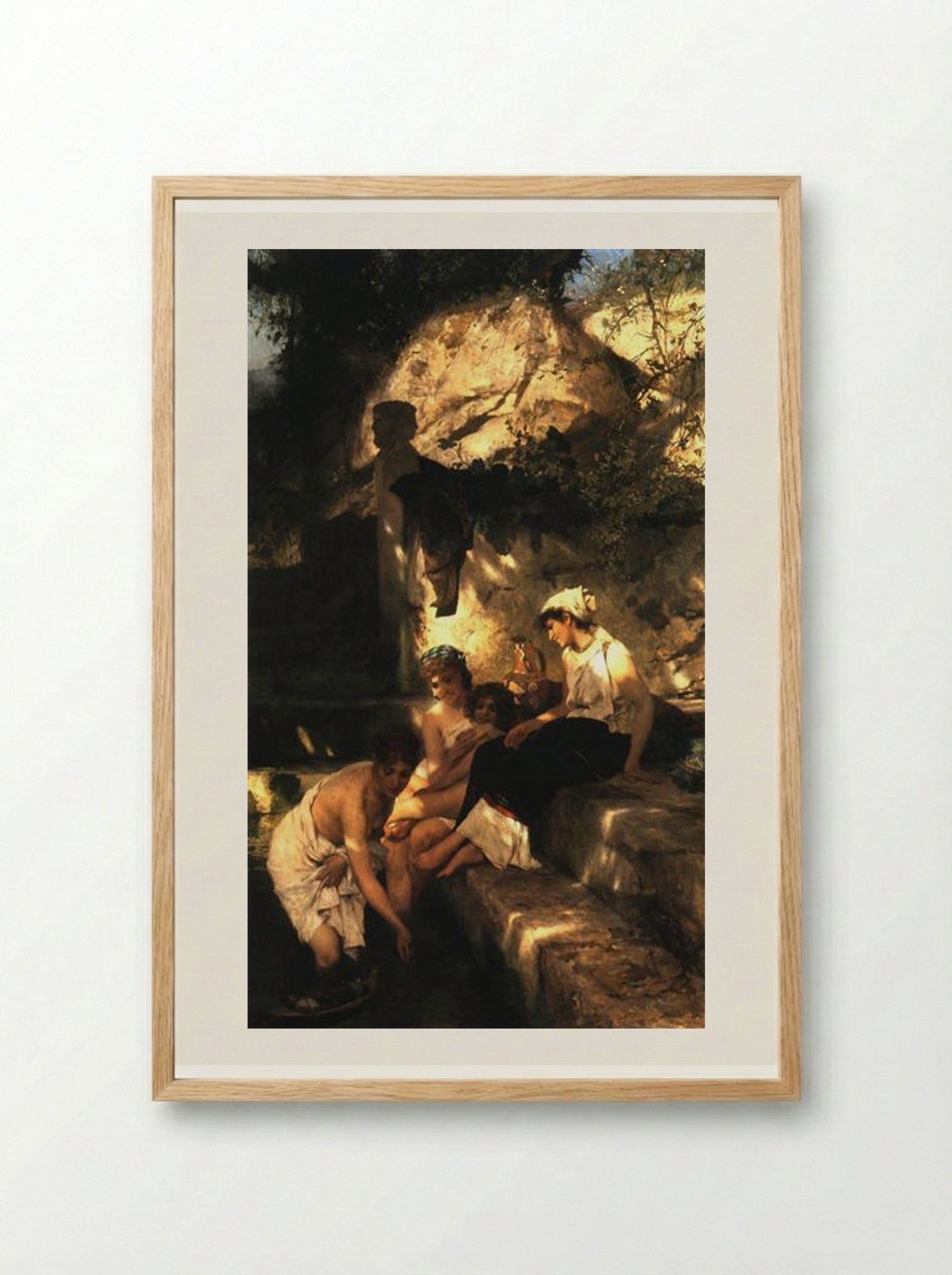 By a Pool. A Scene from Roman Life - Henryk Siemiradzki - Framed Print Wood