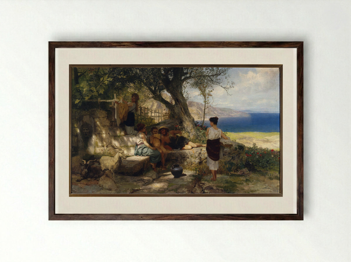 By a Spring - Henryk Siemiradzki - Framed Print Dark Wood