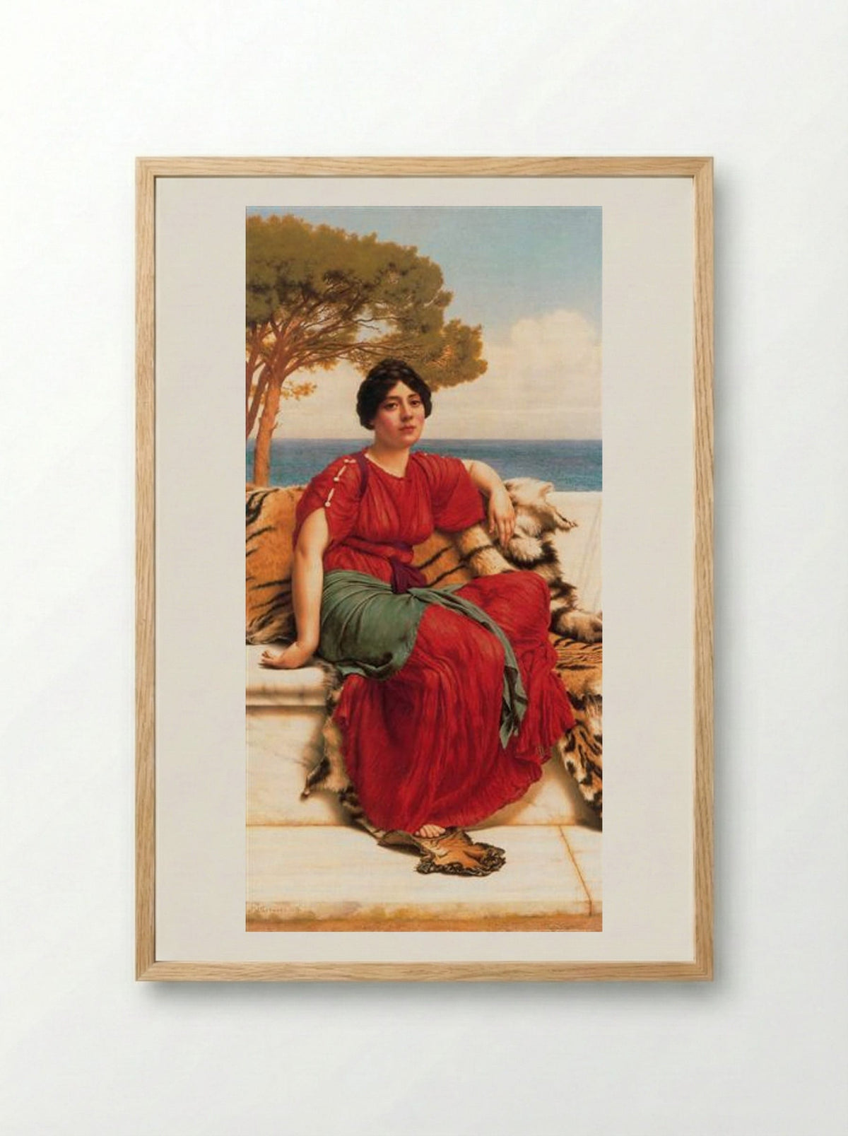 By the Blue Ionian Sea - John William Godward - Framed Print Wood