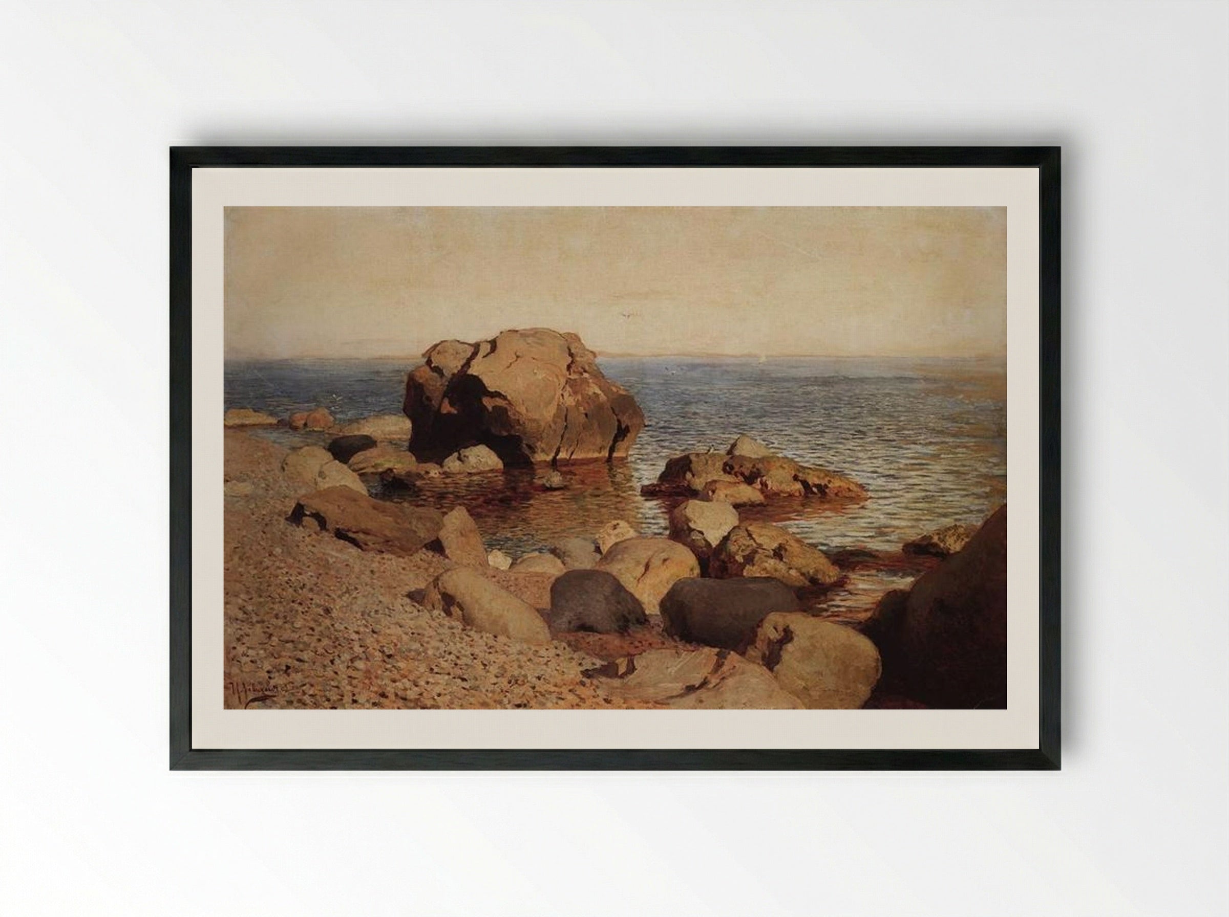 By the Seashore - Isaac Levitan - Framed Print Black