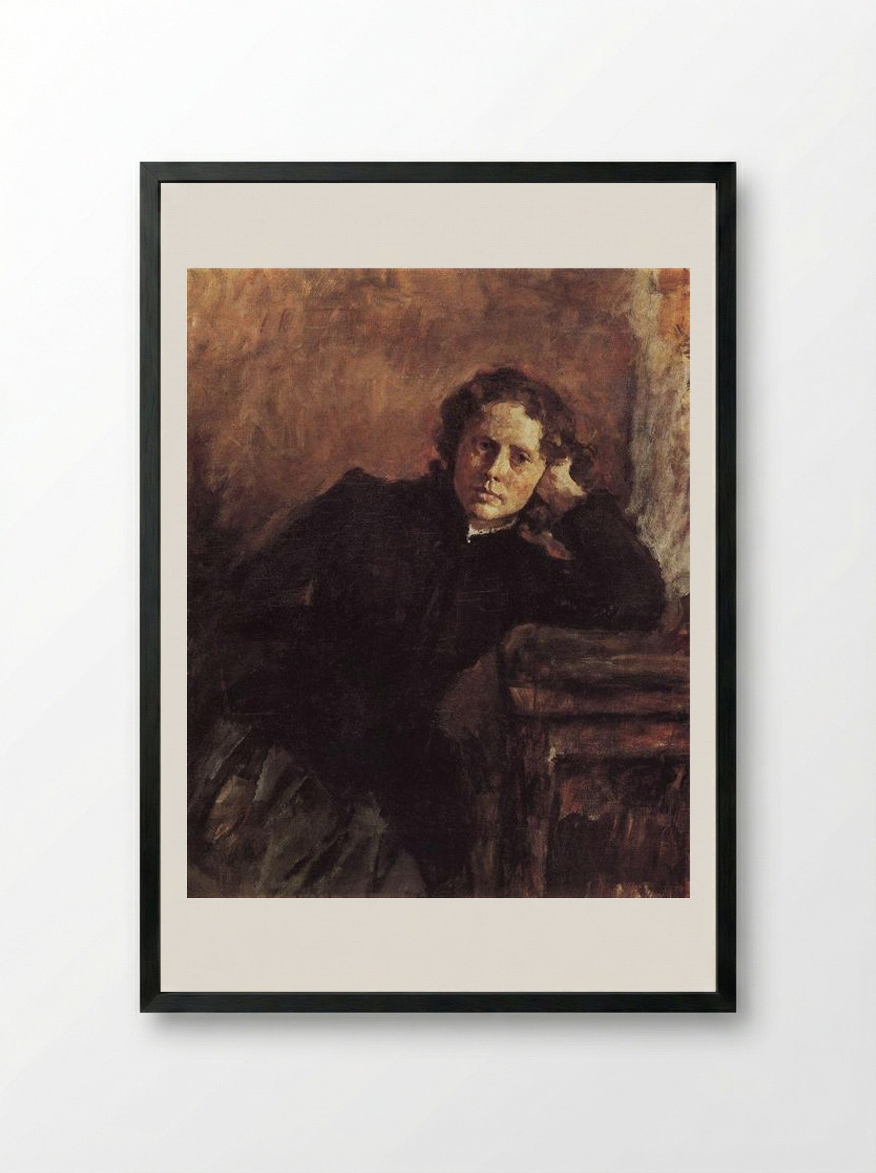 By the Window. Portrait of Olga Trubnikova - Valentin Serov - Framed Print Black