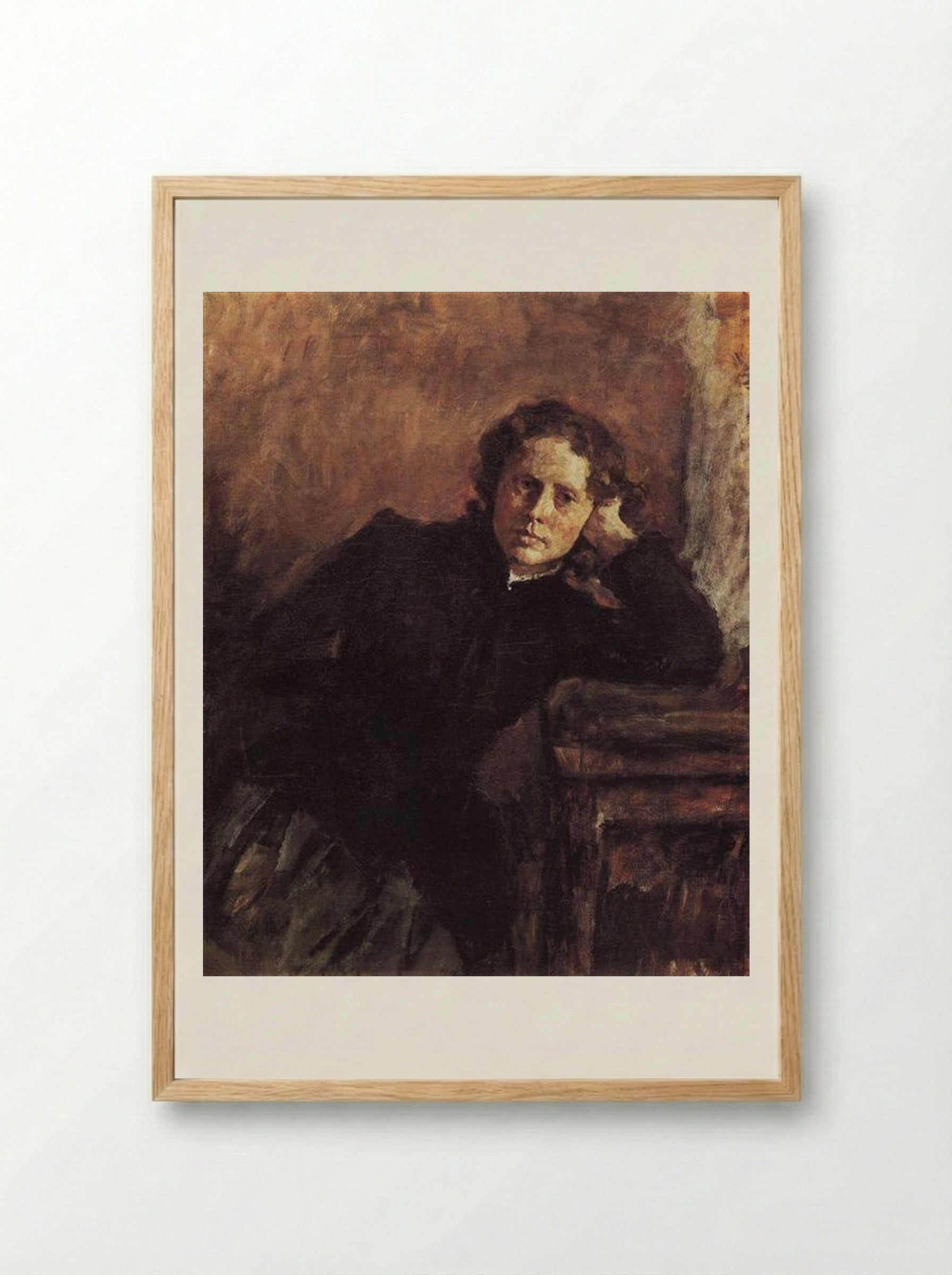 By the Window. Portrait of Olga Trubnikova - Valentin Serov - Framed Print Wood