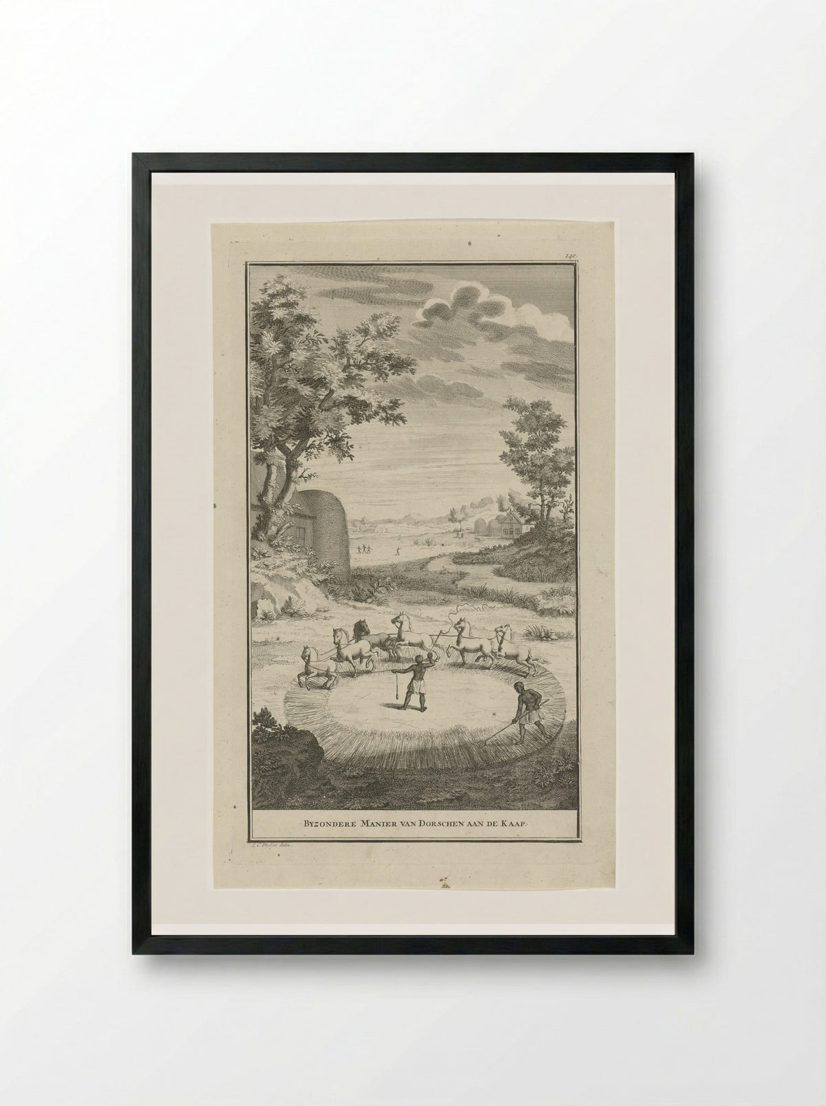 Byzondere manier van dorschen aan de Kaap - Jan Caspar Philips - Framed Print Black