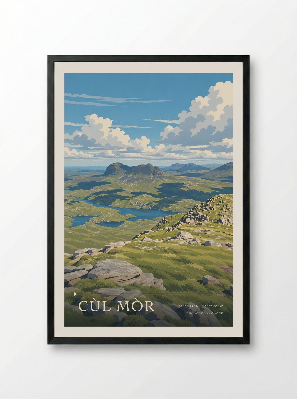 Cùl Mòr, Highland | Travel Poster - Framed Print Black